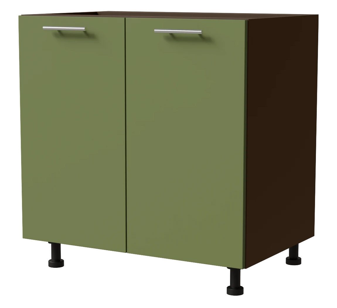 Feldmann-Wohnen Unterschrank Brerra (D11/80, 2-türig, 1 Einlegeboden, 1-St., moderne Optik, lackierte Fronten, 80x50x82cm) lava / RAL 6025 farngrün matt