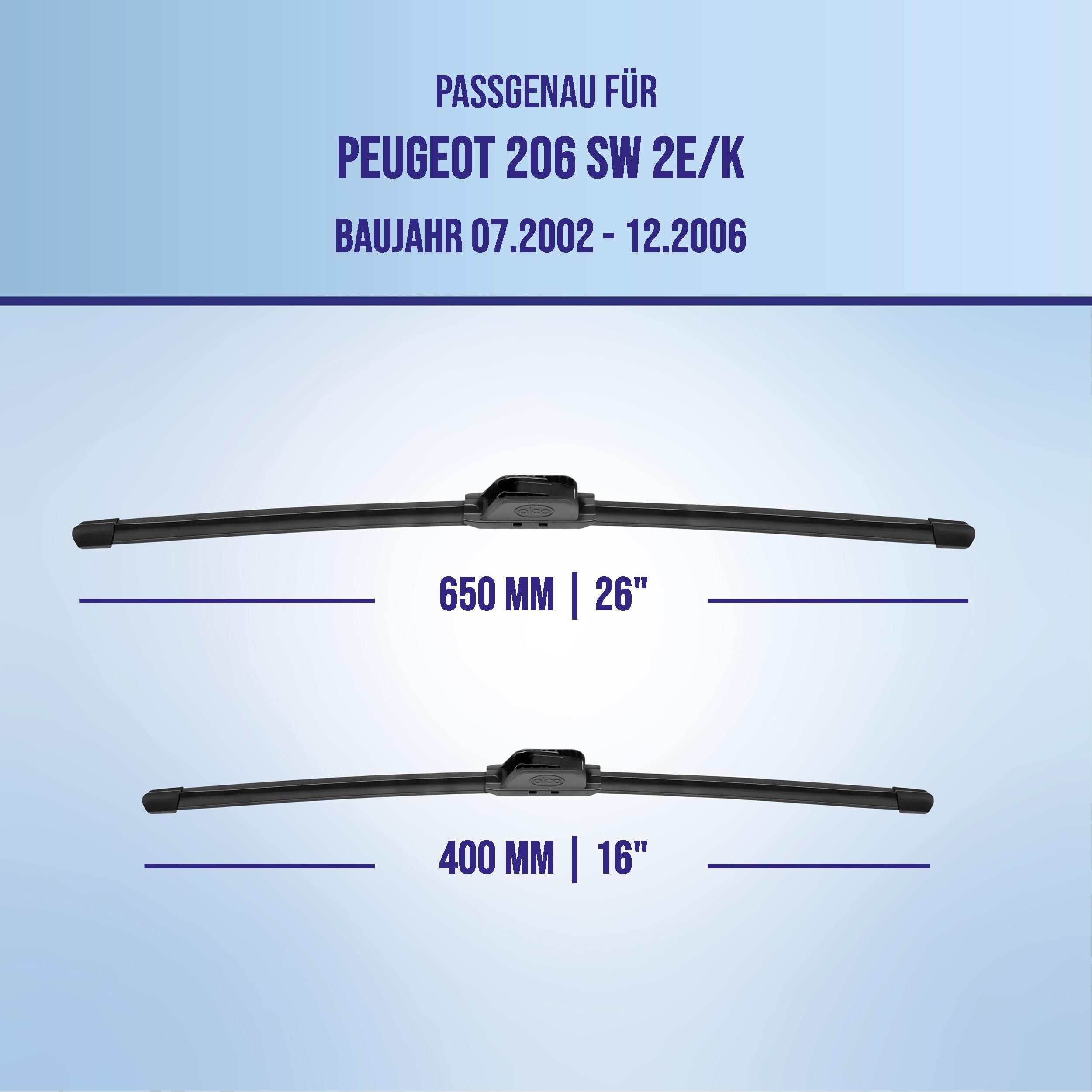 alca Scheibenwischblätter passend für PEUGEOT 206 SW, 07.2002 - 12.2006, Frontscheibe, (Packung, 2-St., Scheibenwischer), mit Nano Graphit Beschichtung