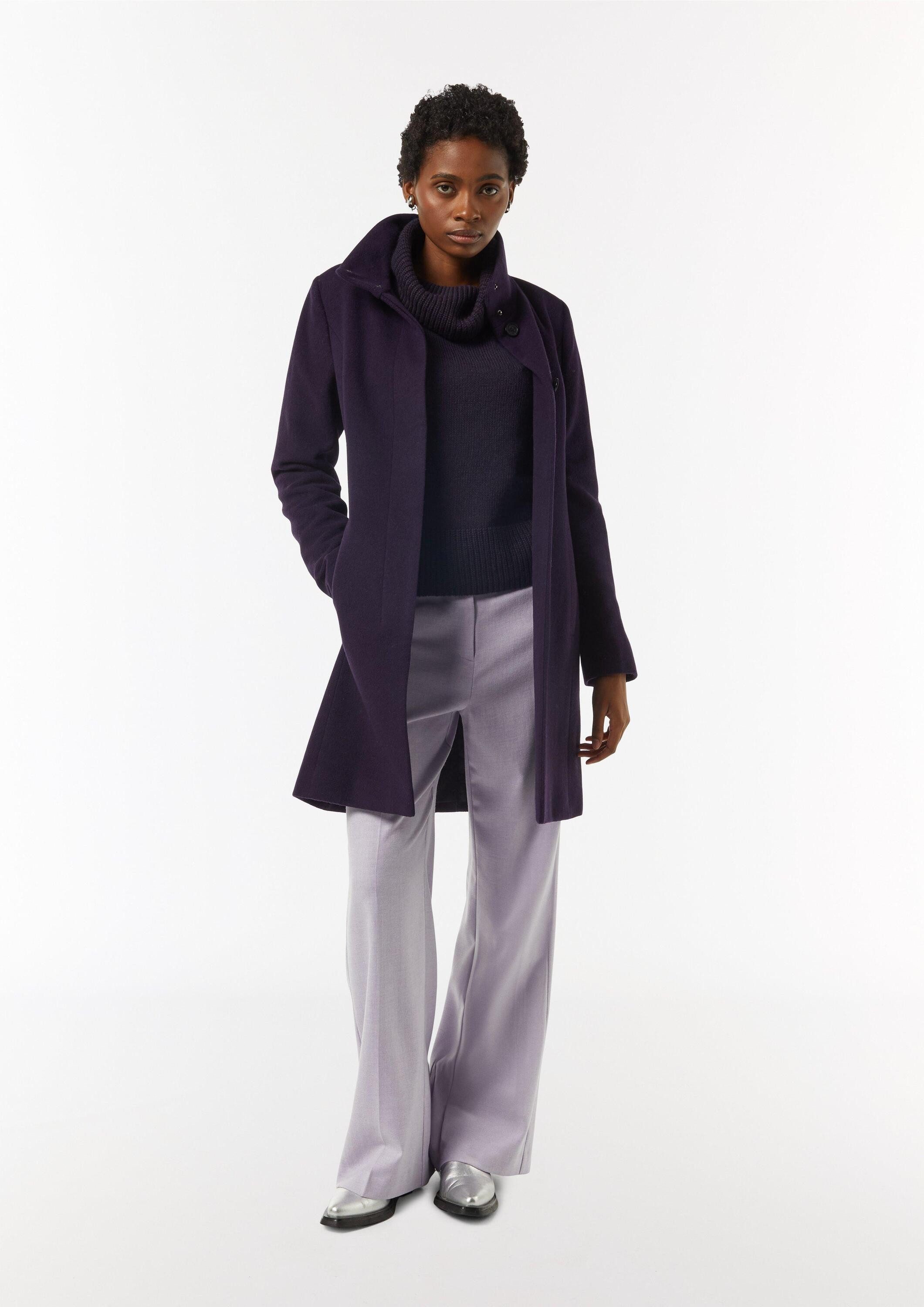 comma Longpullover Strickpullover Rollkragenpullover mit Zopfdetail