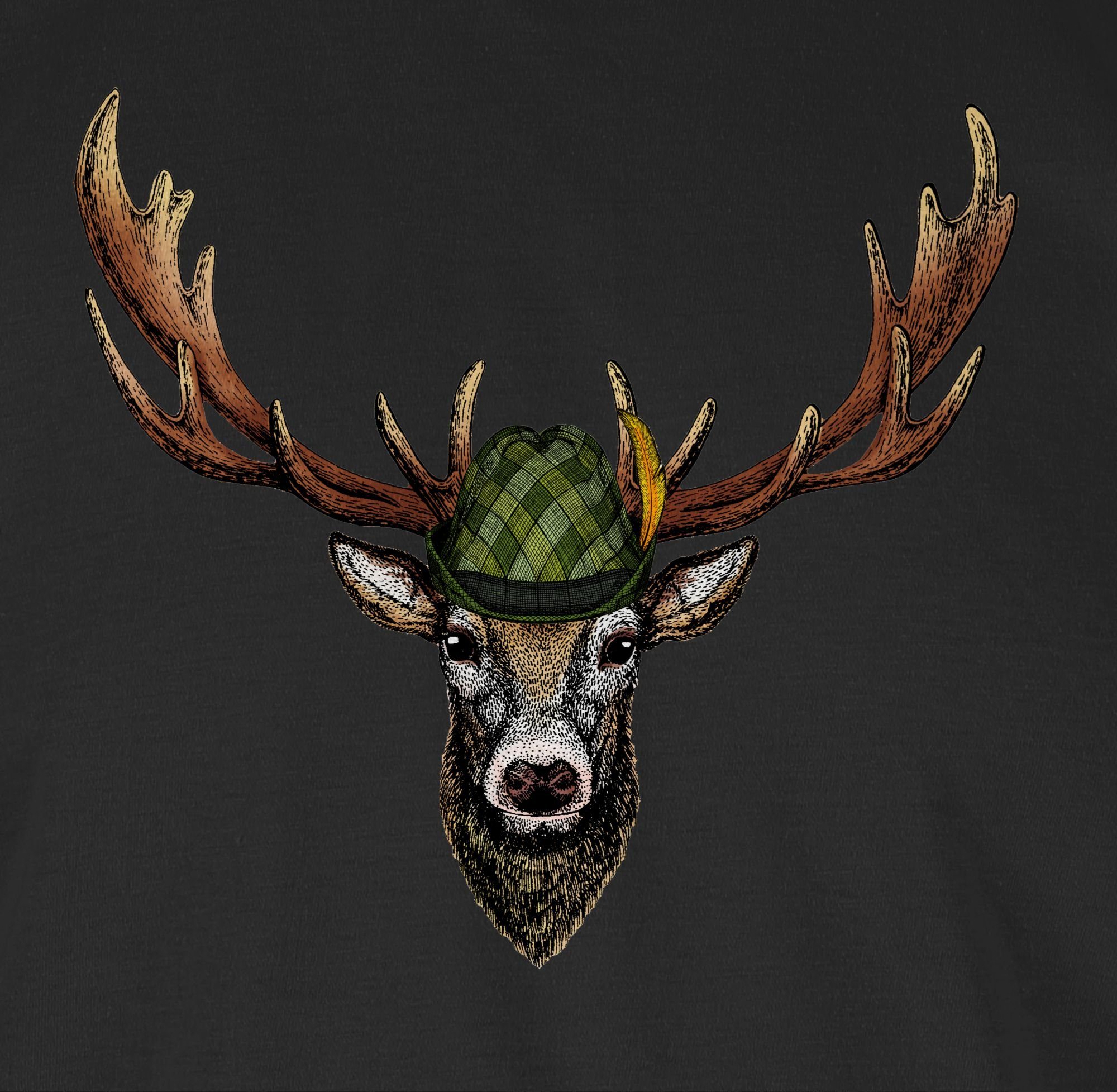 Shirtracer T-Shirt Jagdhirsch Hirsch Jäger Jägerin Geschenk Mode für Oktoberfest Herren – Bild 3 von 5