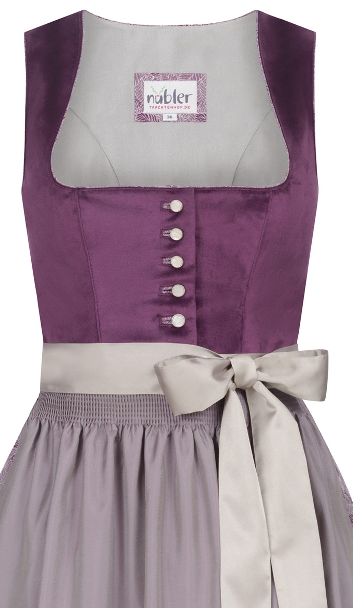 Nübler Trachtenkleid Midi Dirndl Giovanna in Aubergine von Nübler - Rocklänge 65 cm