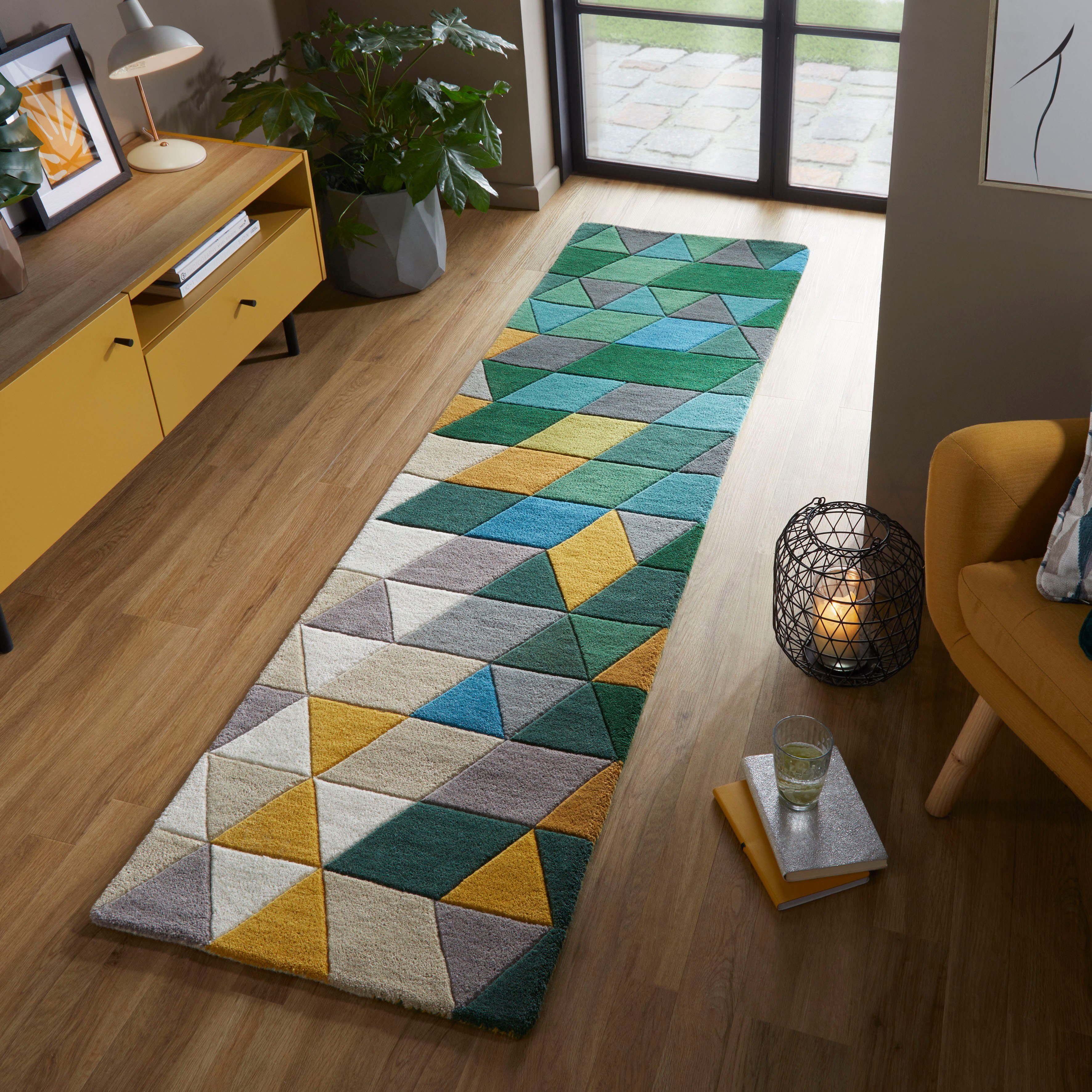 Hoch-Tief-Effekt, RUGS, 10 mm, geometrisches Prism, Läufer Höhe: rechteckig, FLAIR Muster, mehrfarbig, Läufer