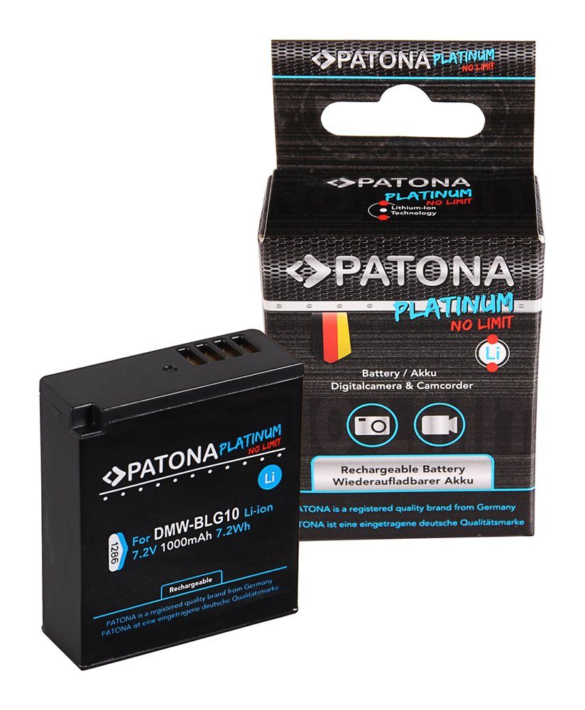 Patona Akku für die Panasonic Lumix TZ101 TZ202 und GX80 Kamera-Akku DMW-BLG10 1000 mAh (7,2 V)