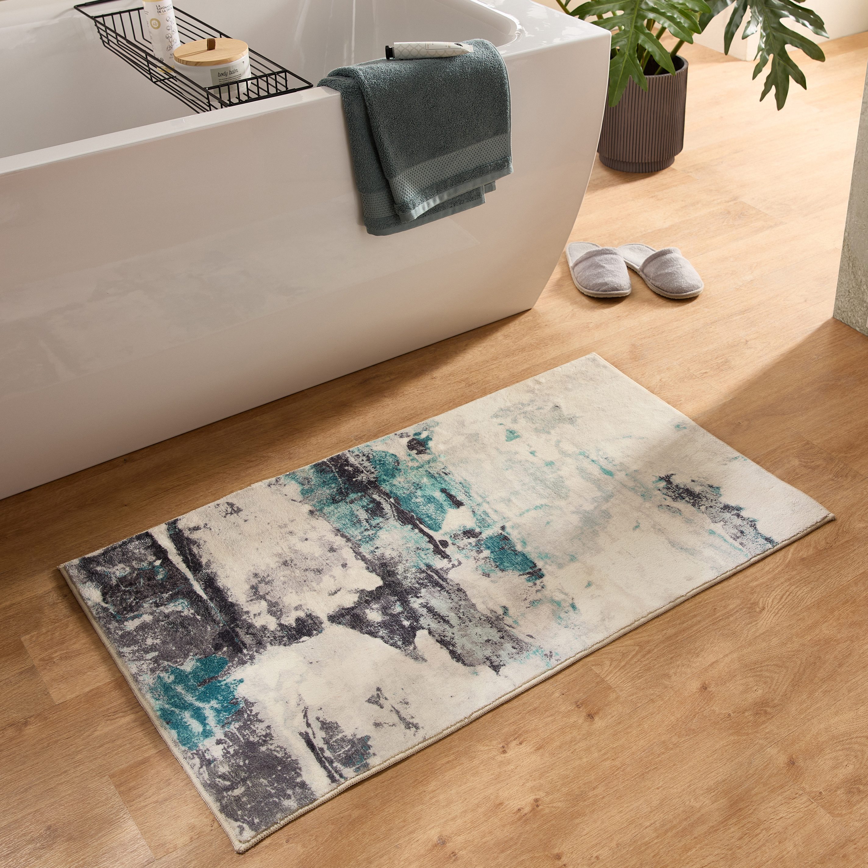 Gino Falcone Badematte Ariella GF-148, Höhe 7 mm, rutschhemmend beschichtet, fußbodenheizungsgeeignet, Polyester, rechteckig, Badteppich, bedruckt, modernes Design, weich & kuschelig