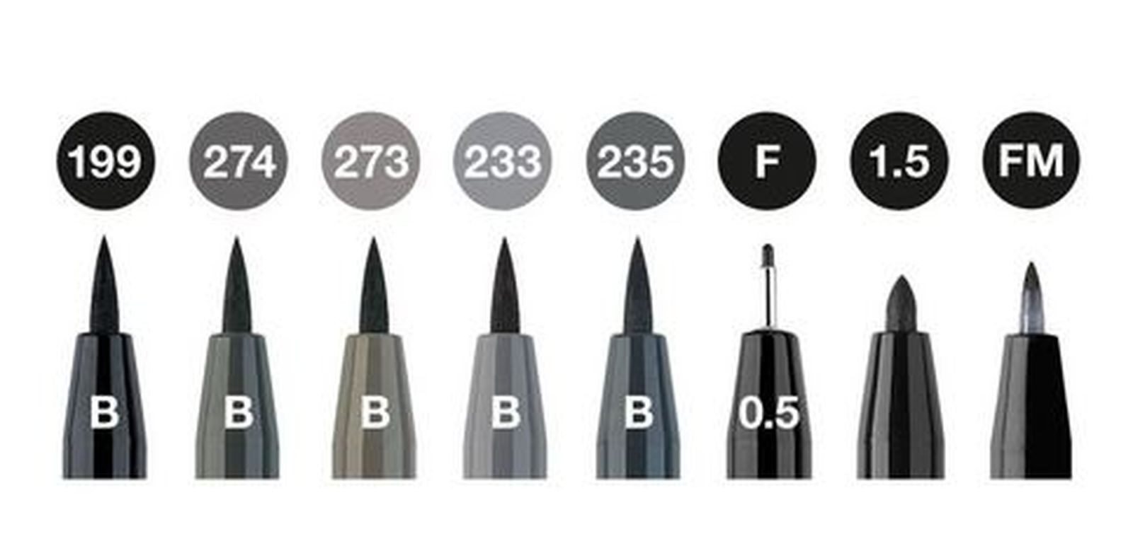Faber-Castell Künstlerstift Pitt Artist Pen Tuschestift, (Black & Grey, 8-tlg., Etui)