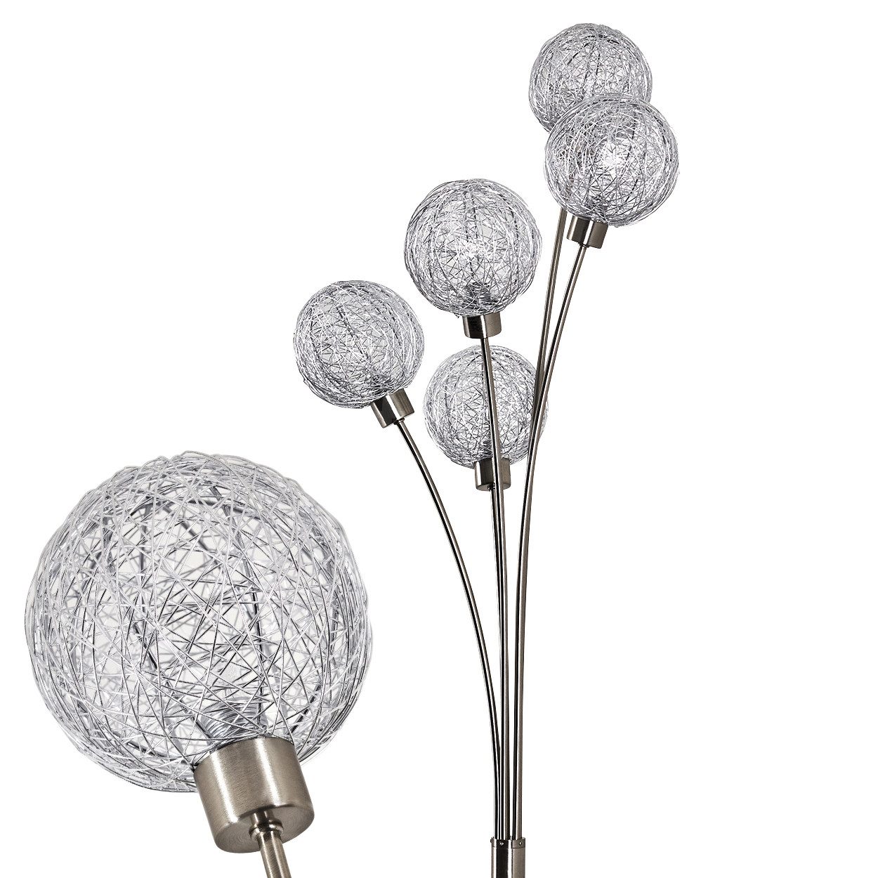 hofstein Stehlampe »Lerici« Stehleuchte, Nickel-matt/Silberfarben, stufenlo günstig online kaufen