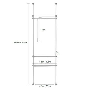 SoBuy Kleiderständer KLS07, Verstellbares Garderobenstände mit 1 Kleiderstange und 3 Ablagen