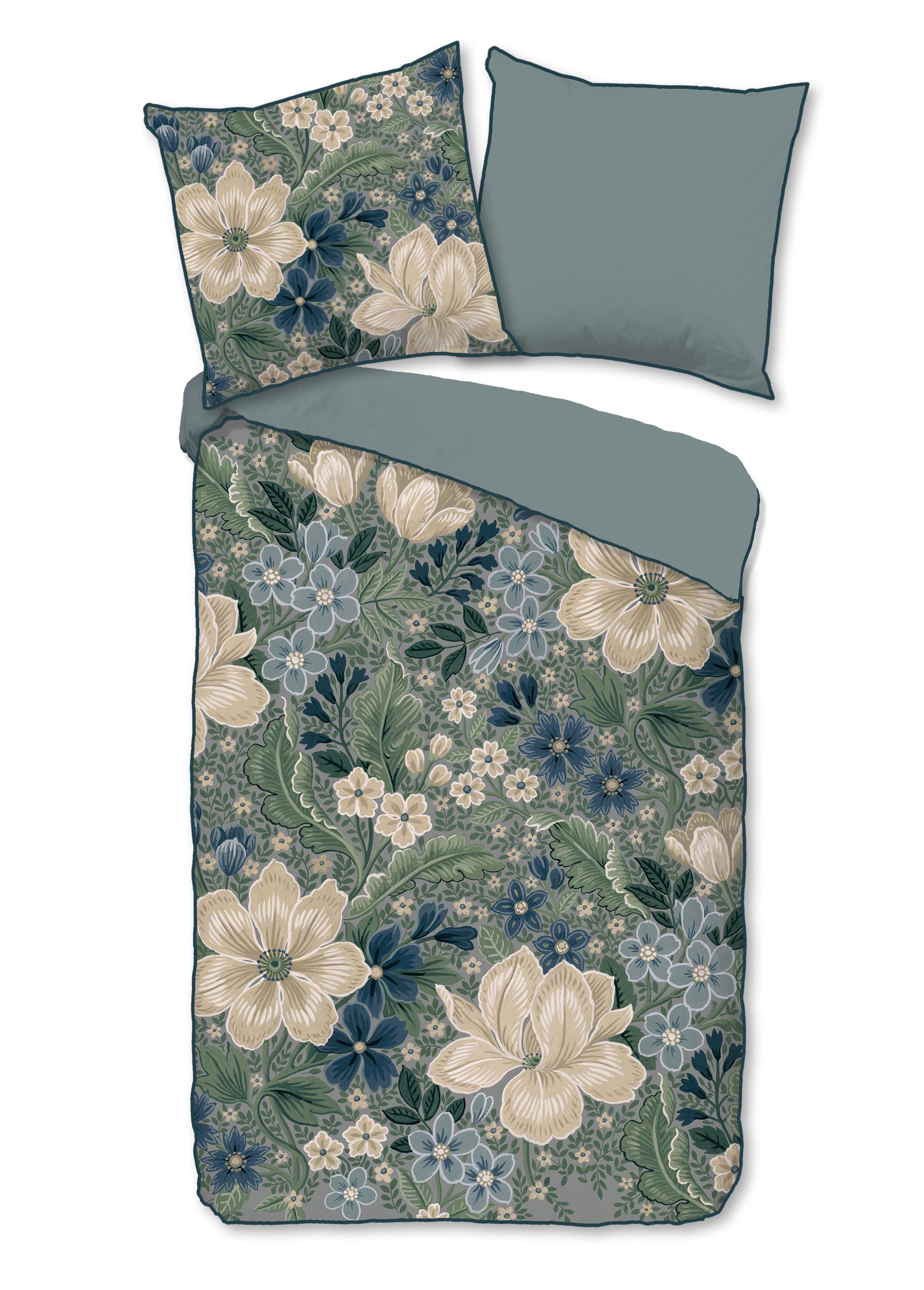 Descanso Bettwäsche Bettwäsche 135x200 + 1 x 80x80 cm Mako Satin Alessia Blumen bunt, Mako Satin, 2 teilig, 1 x Bettbezug 135 x 200 cm + 1 x Kissenbezug 80 x 80 cm bunt