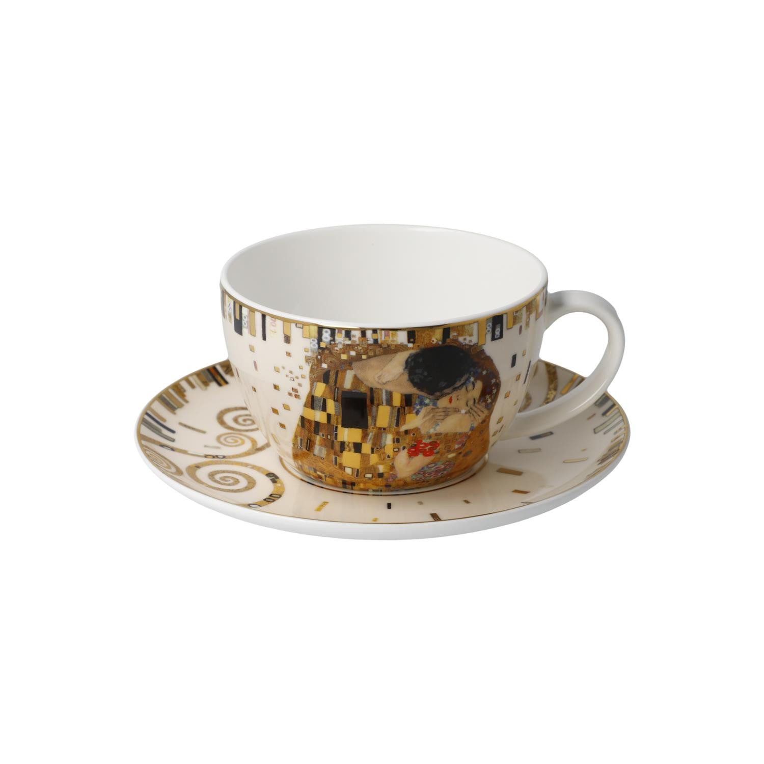 Goebel Tasse Gustav Klimt, Porzellan, Echtgolddekor, Gold, Der Kuss, H: 7cm