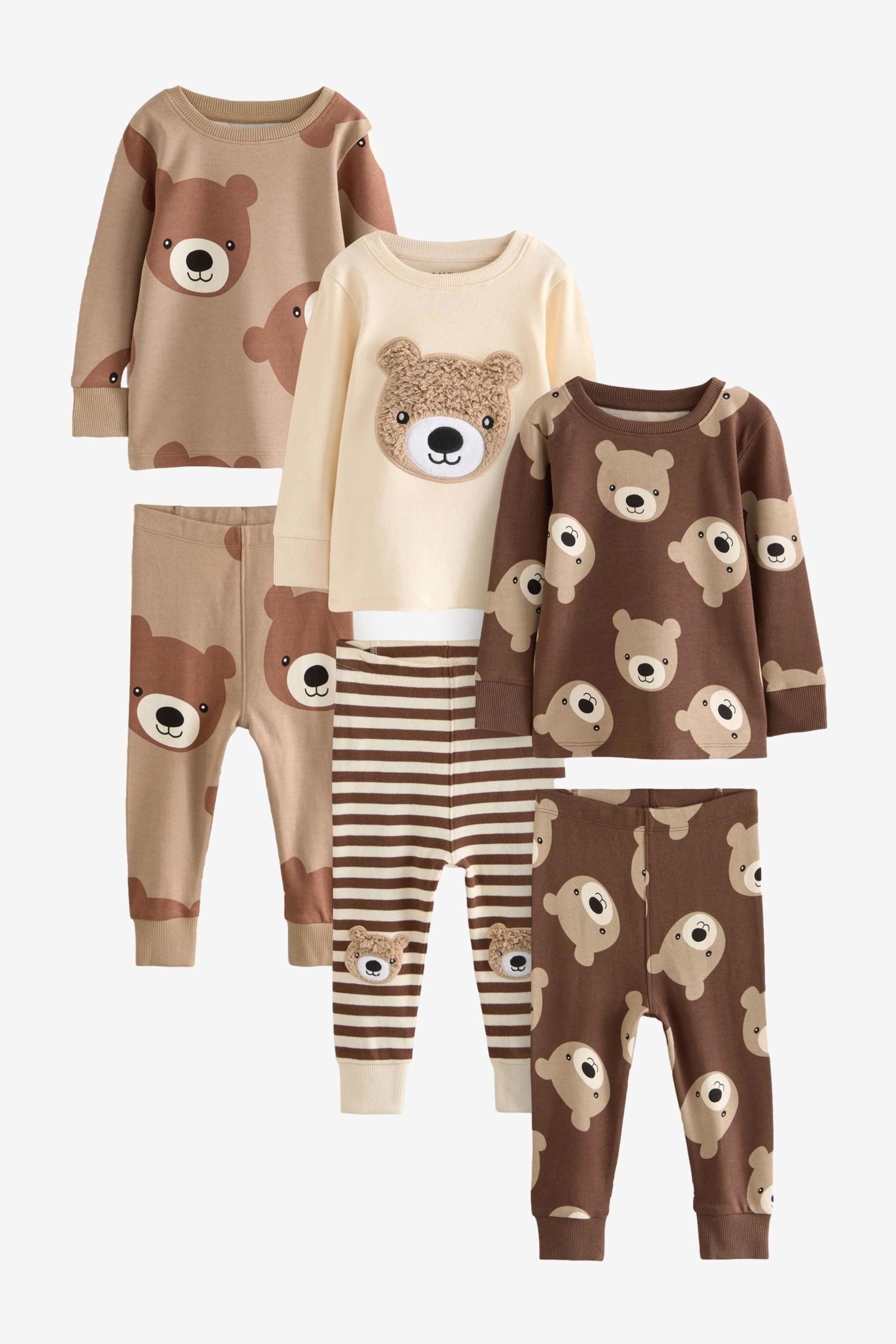 Next Pyjama Snuggle Schlafanzug aus 100 % Baumwolle, 3er-Pack (6 tlg)