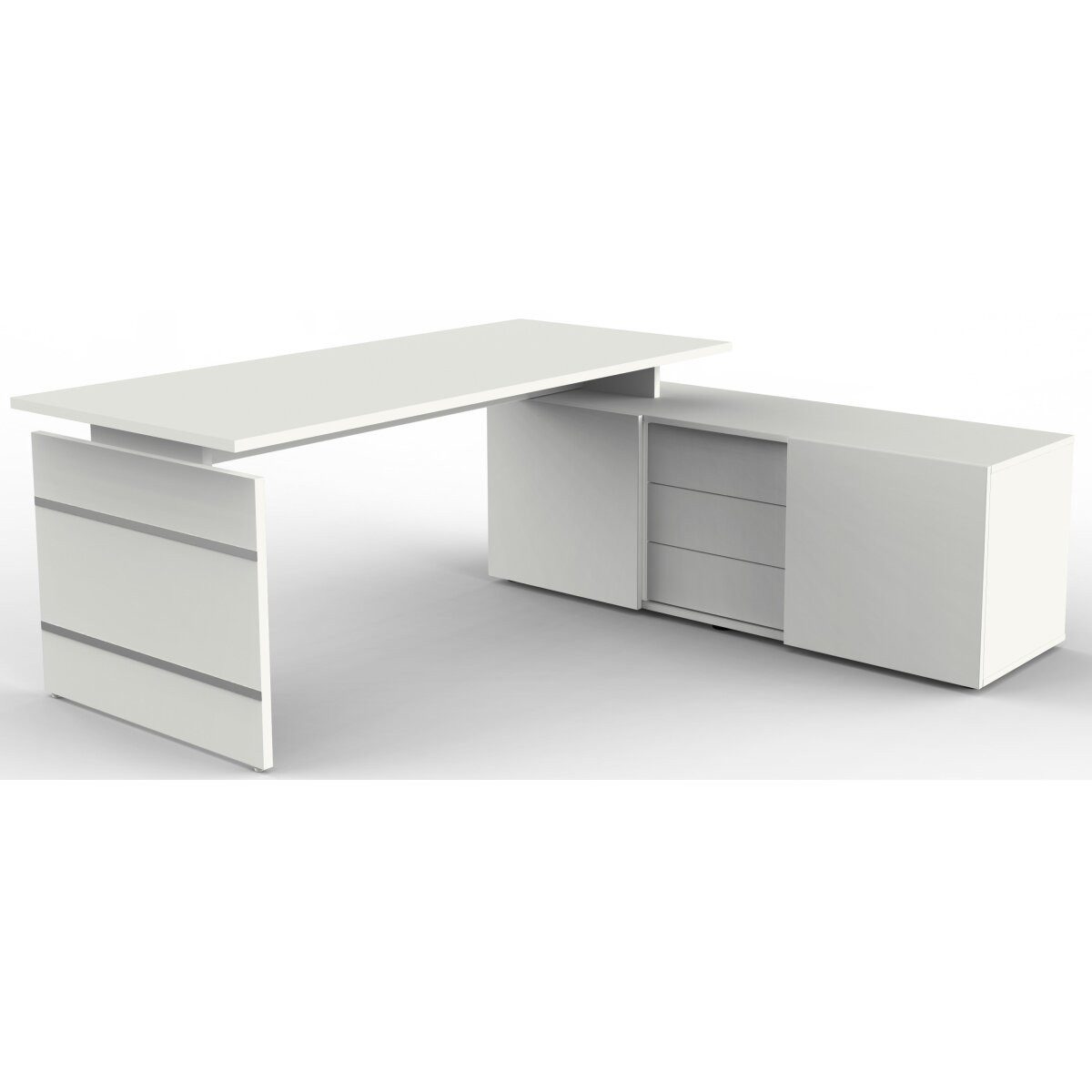 KERKMANN Schreibtisch Komplettarbeitsplatz Form 4 mit Schreibtisch und Sideboard weiß