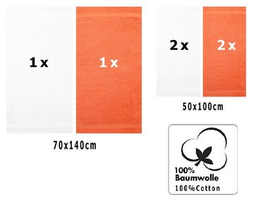 Betz Handtuch Set 6-TLG. Handtuch-Set Premium 100% Baumwolle 2 Duschtücher 4 Handtücher, 100% Baumwolle, (Set, 6-tlg), Farbe weiß und orange