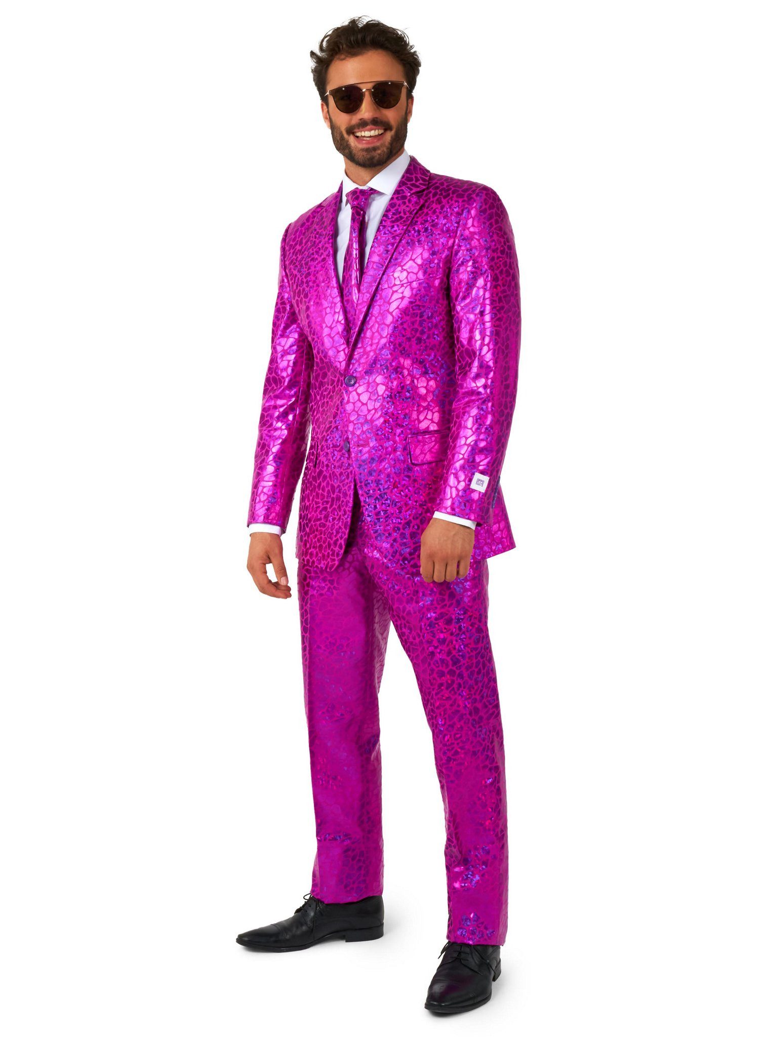 Opposuits Partyanzug Peppy Pink Anzug, Ein ganz seltenes Exemplar: die pink-metallische Disco-Echse!