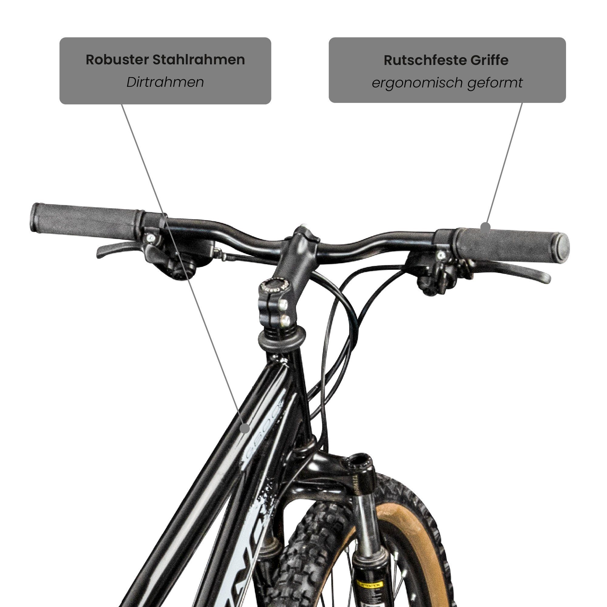 Galano Mountainbike G600, 18 Gang, Jugendliche Erwachsene Fahrrad - cm Kettenschaltung, schwarz/silbergrau 26 für Dirtbike und 165 Zoll 145