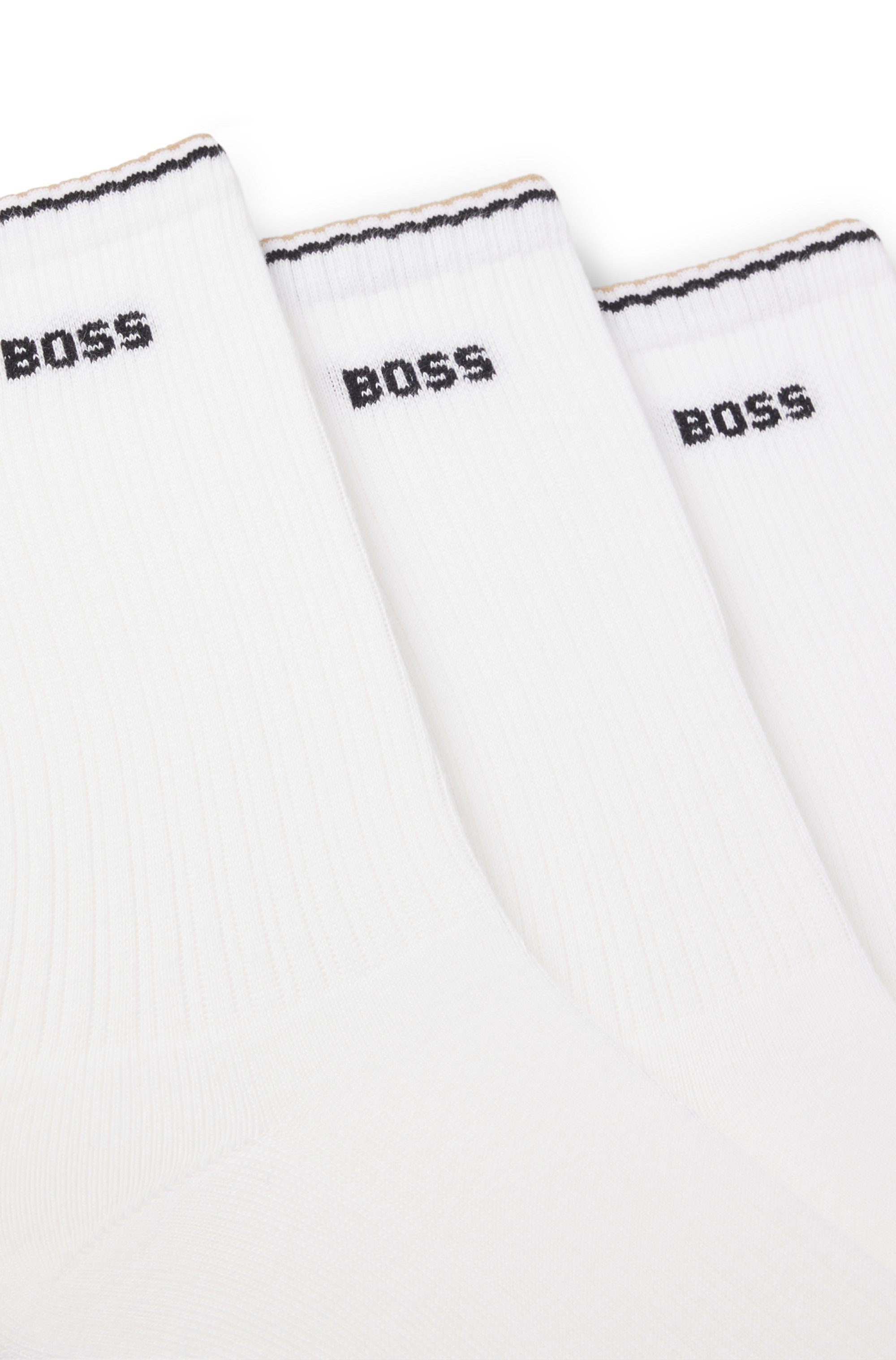 BOSS Socken Rib Stripe (3-Paar) Rippstrick, verstärkte Fersen- und Zehenpartie