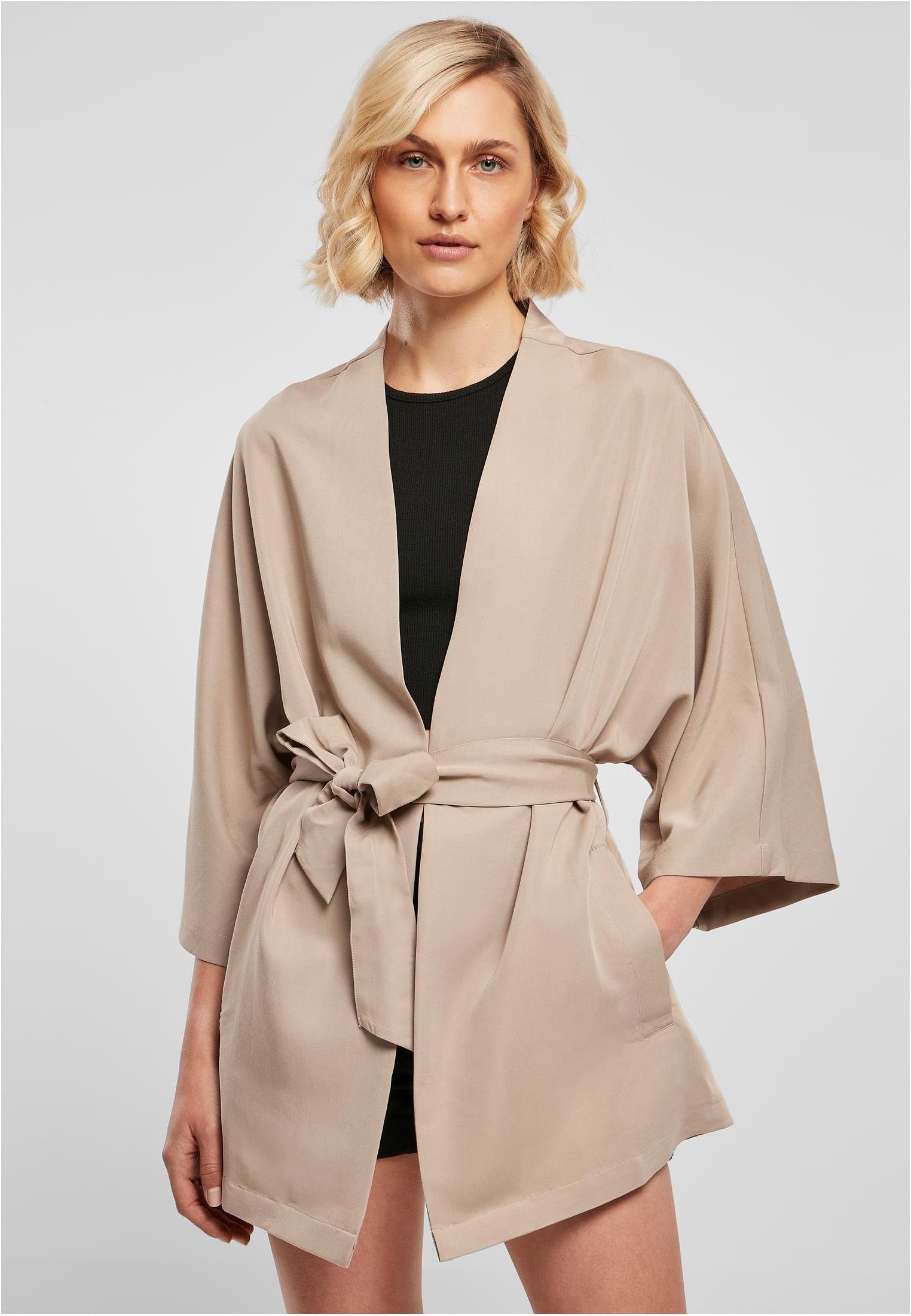 URBAN CLASSICS Outdoorjacke Damen Ladies Viscose Twill Kimono Coat (1-St),  UC Ladies