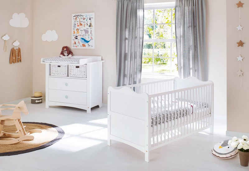 Pinolino® Babymöbel-Set Florentina, (Spar-Set, 2-St., Kinderbett, Wickelkommode), breit; Made in Europe; mit Kinderbett und Wickelkommode