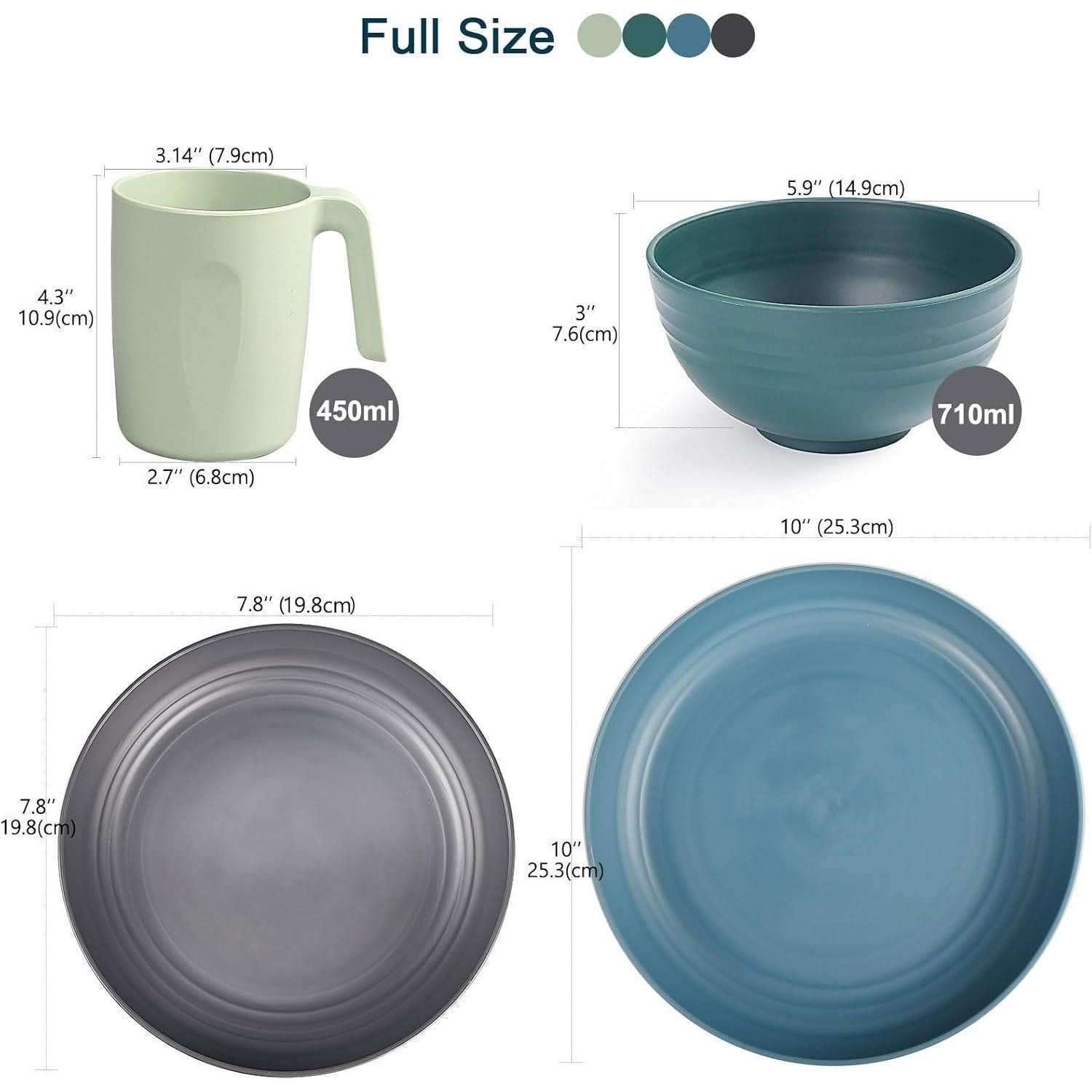 LuxusKollektion Tafelservice Geschirrset Kunststoff Teller Schüssel Service 4 16 Pcs-runder Set