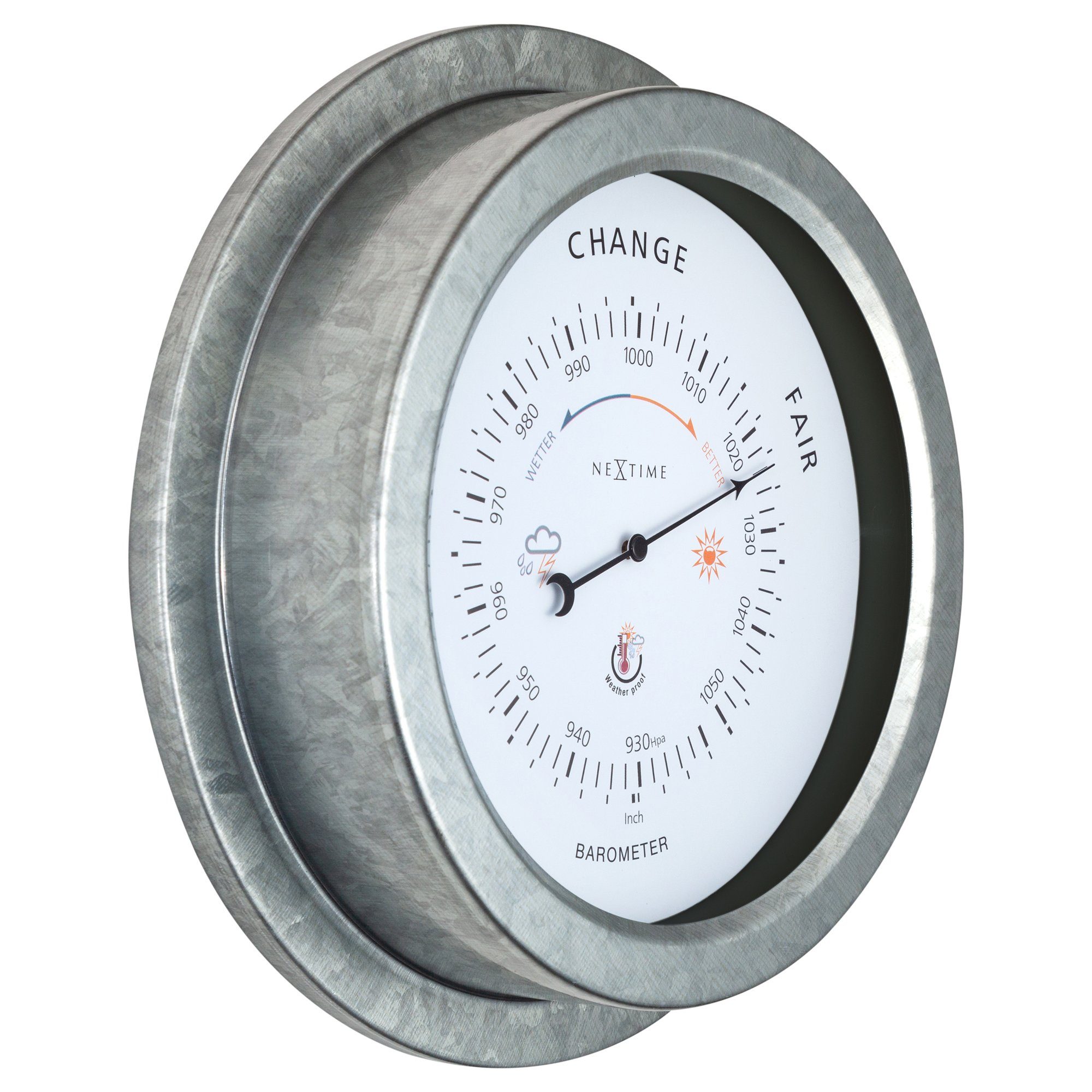 NEXTIME Luftdruckmessgerät 4303GA, Gartenbarometer aus Metall