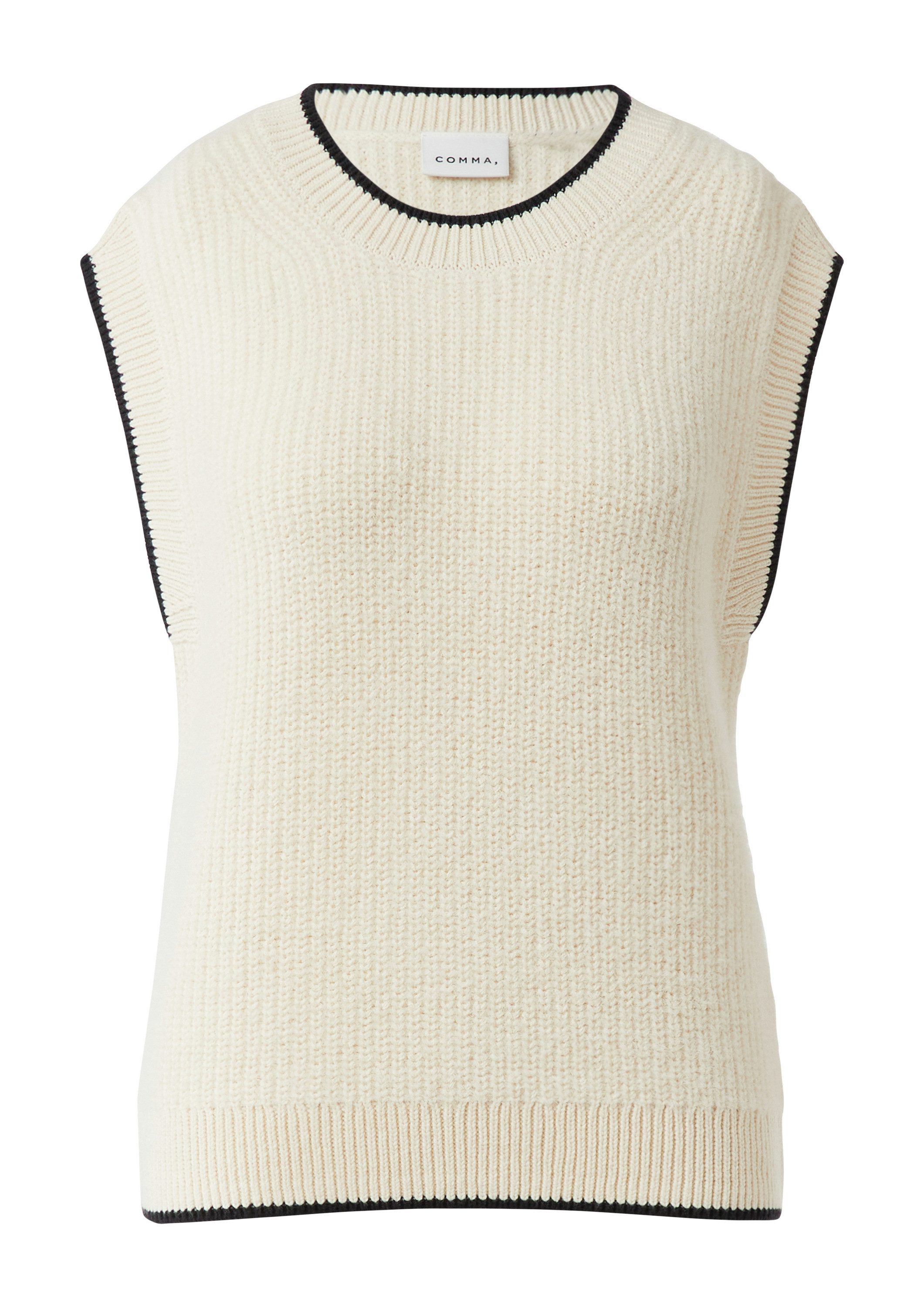 comma Rundhalspullover Strickpullunder Weicher Strickpullunder mit Kontraststreifen