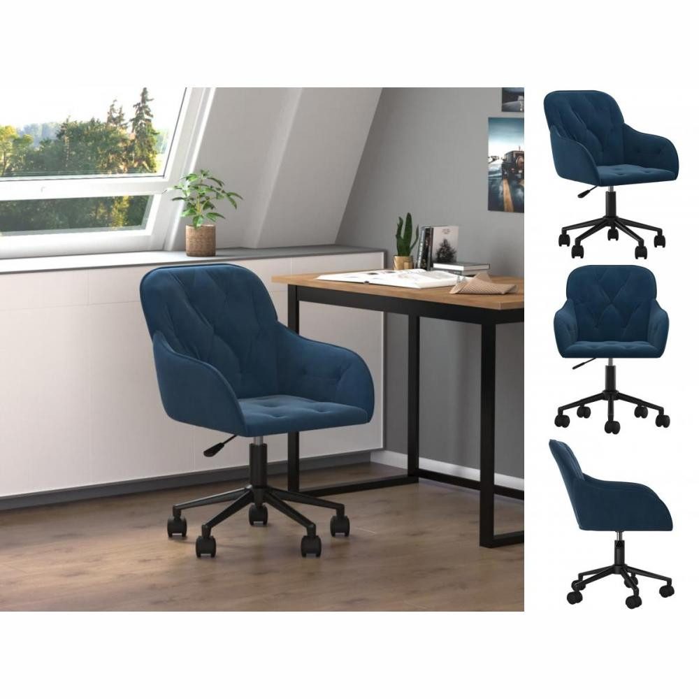 vidaXL Bürostuhl Bürostuhl Drehbar Blau Samt Drehstuhl Arbeitsplatz Home Office Sessel