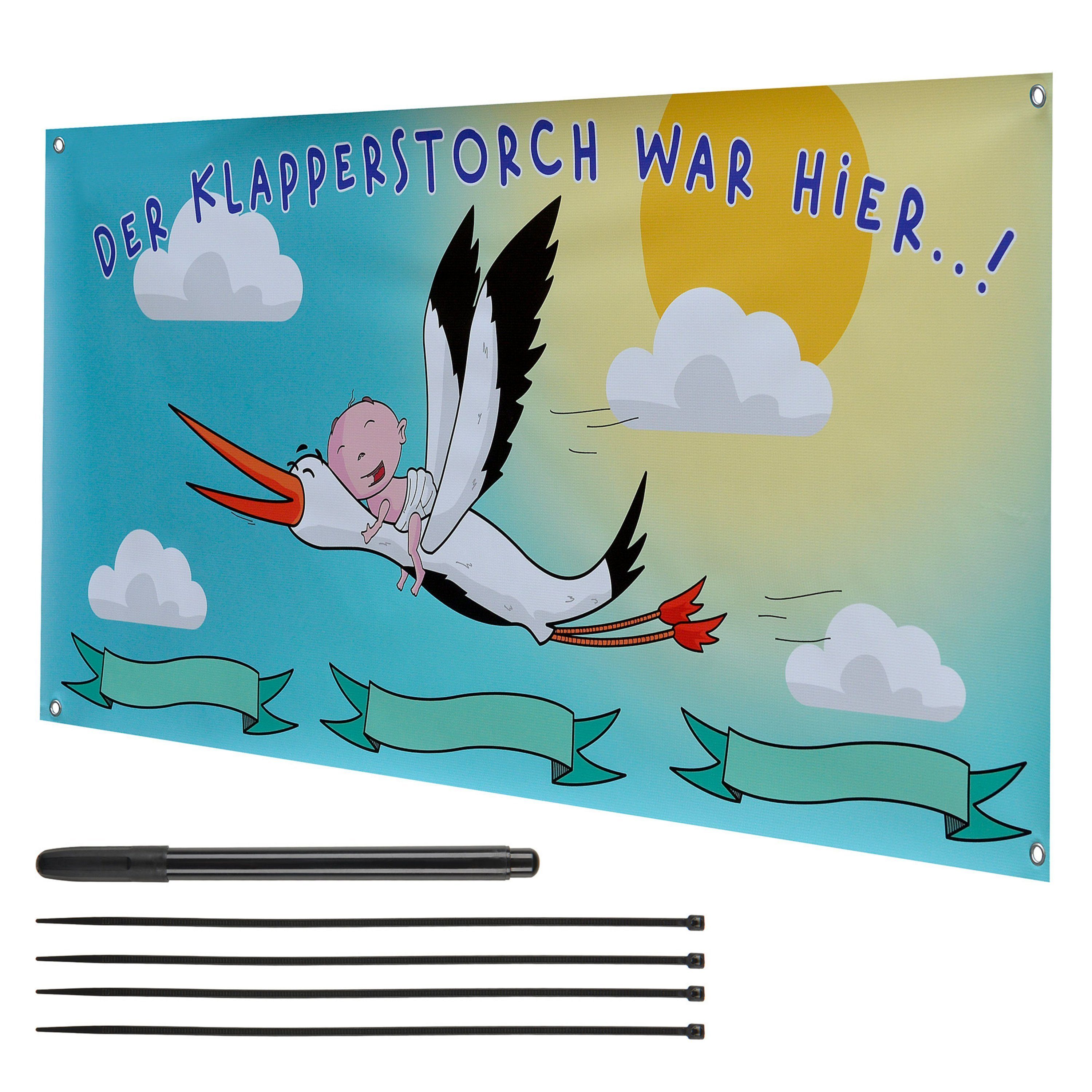 Dekoobjekt Storch Geburt Plakat zur Banner Makai Geschenk