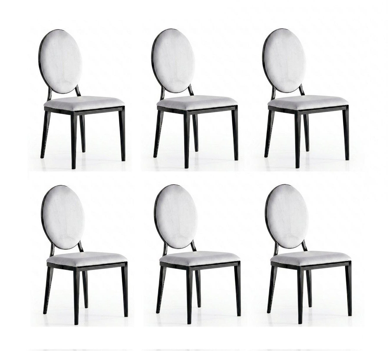 Esszimmerstuhl Sechser-Set stilvolle graue Esszimmerstühle aus Textil und Metall