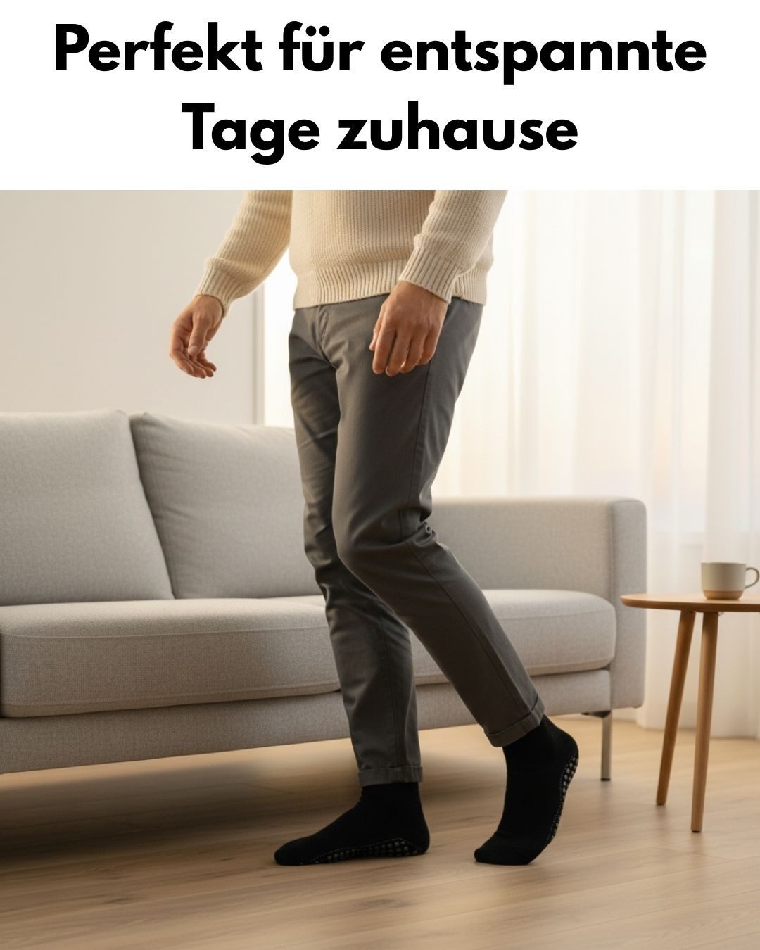 sockenkauf24 ABS-Socken Antirutschsocken warme Stoppersocken mit Wolle Vollfrottee (Schwarz/Anthrazit, 4-Paar, 43-46) mit Komfortbund für Damen & Herren - 21463 – Bild 5 von 5