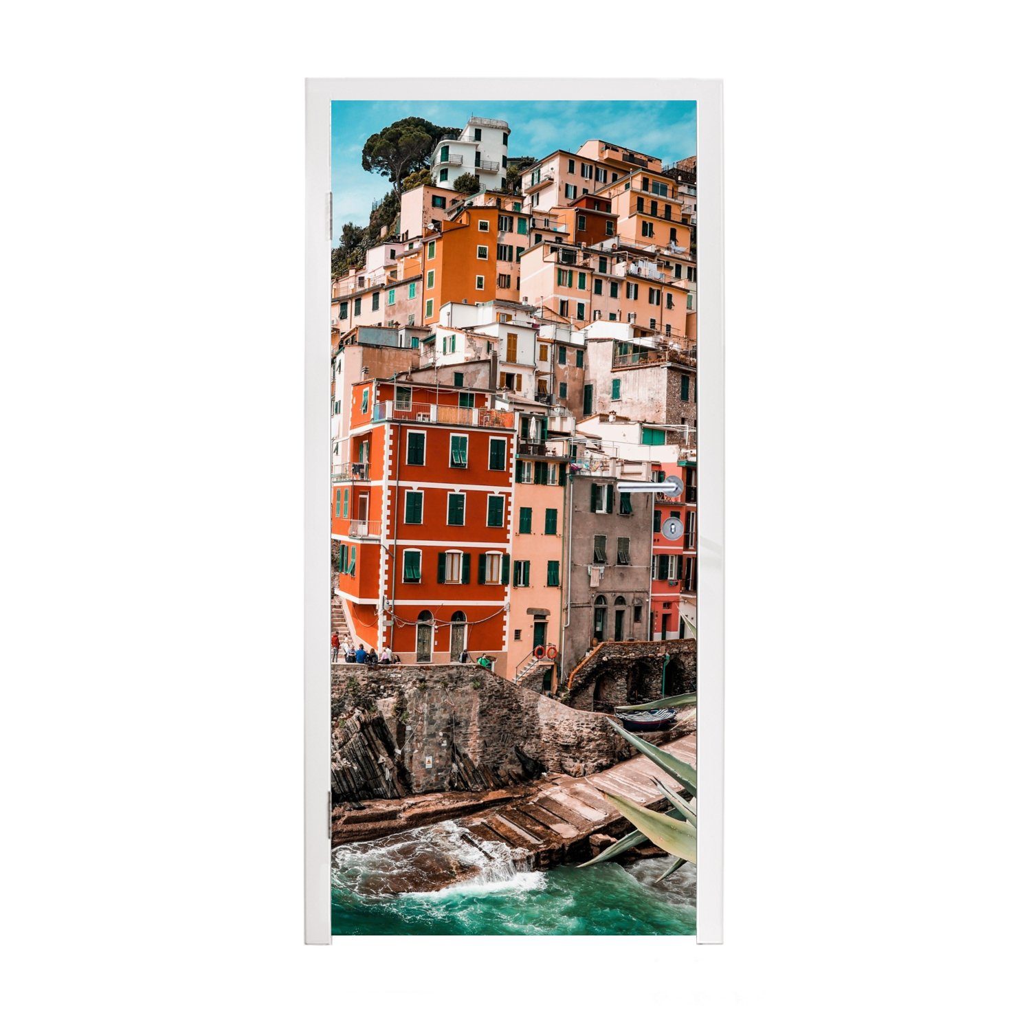 MuchoWow Türtapete Italien - Häuser - Felsen, Matt, bedruckt, (1 St), Fototapete für Tür, Türaufkleber, 75x205 cm