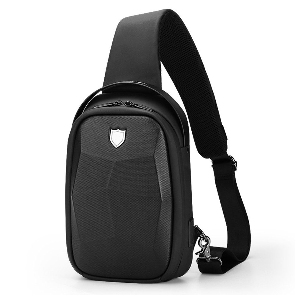 CSLETONG Cmxing Brusttasche mit USB Ladeport Schultertasche für Damen und Herren Daypack Canvas Sporttasche 