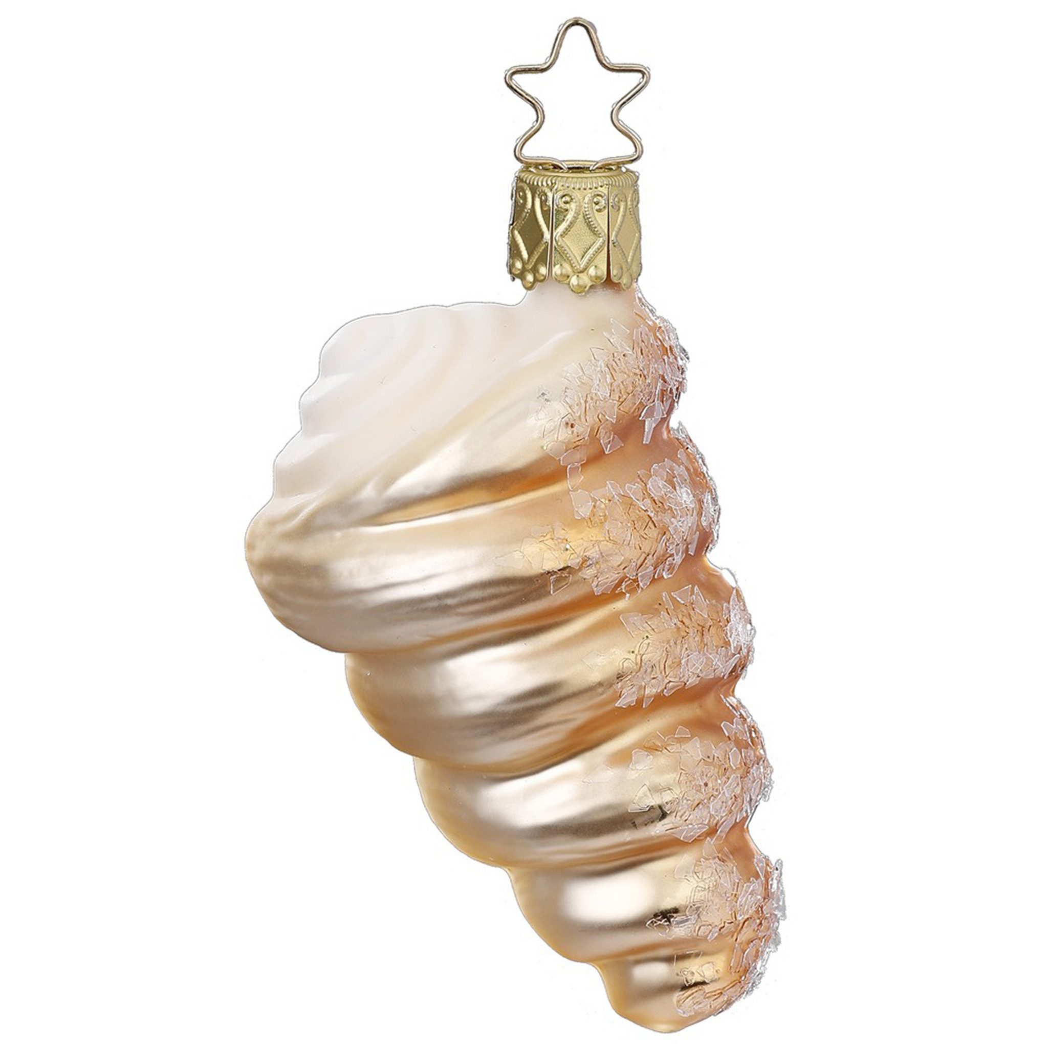 INGE-GLAS® Christbaumschmuck, Christbaumschmuck Schillerlocke mit Sahne Glas 8cm beige, 1 Stück