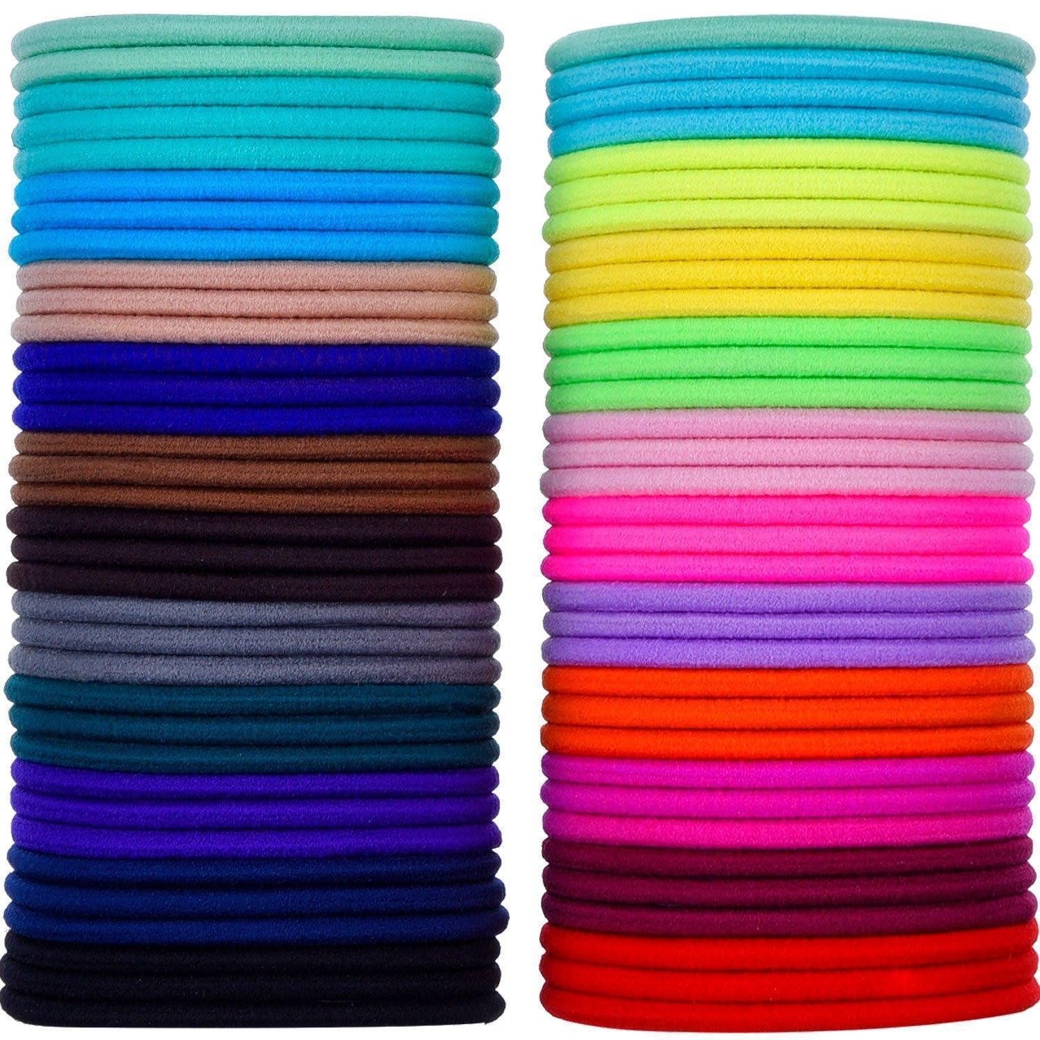 LuxusKollektion Haargummi 69er Pack Gummibänder 3mm mehrfarbig Haarbänder elastisch & metallfrei