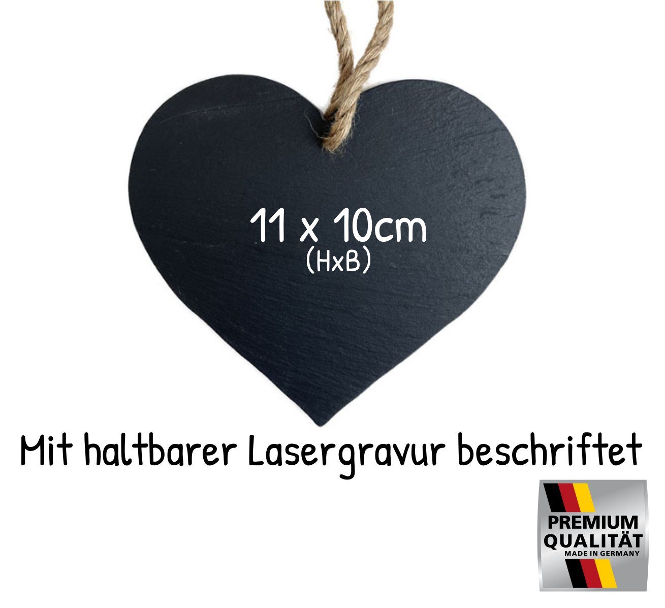 Schieferherz Tante - Gravur Lasergravur - mit KS Hängedekoration mit Laserdesign Herz Geschenkidee,