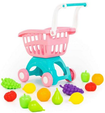 Polesie Spiel-Einkaufswagen Einkaufswagen m. Früchte-Spiellebensmittel 12-tlg. Kaufladen Zubehör