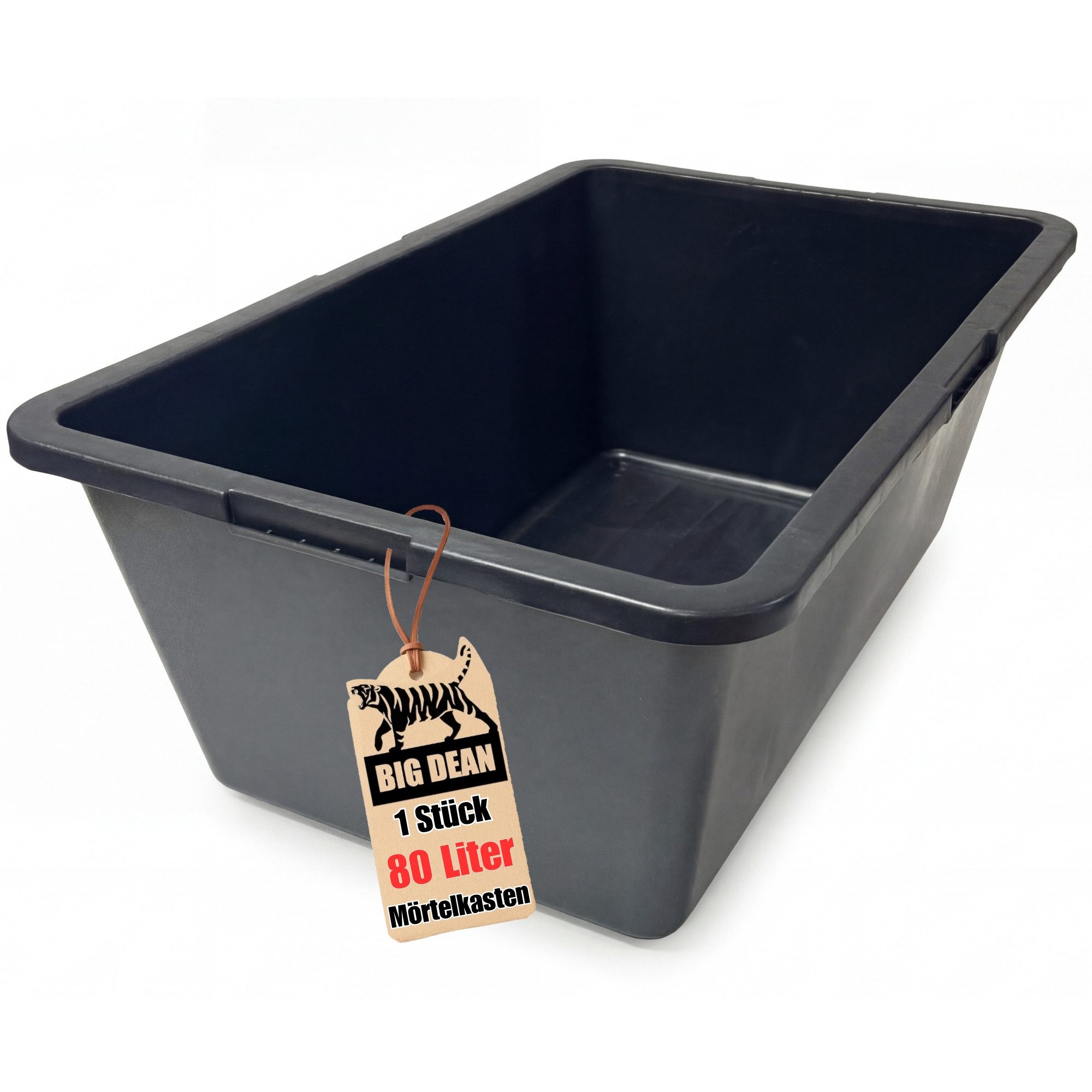 BigDean Mörtelkübel 80 Liter 78x47x30 eckig Made in Europe, (Stück, 1-tlg., Mörtelkübel), Frostsicher, UV-beständig, platzsparend stapelbar