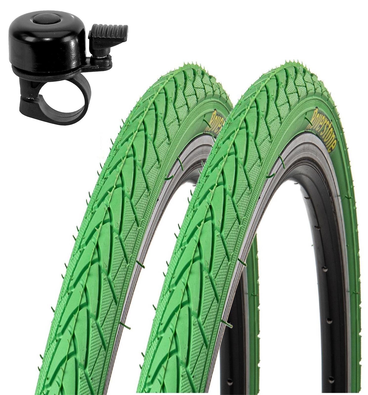 maxxi4you Fahrradreifen 2 x Roverstone 28 x 1,40 (37-622) Grün inkl. Fahrradklingel