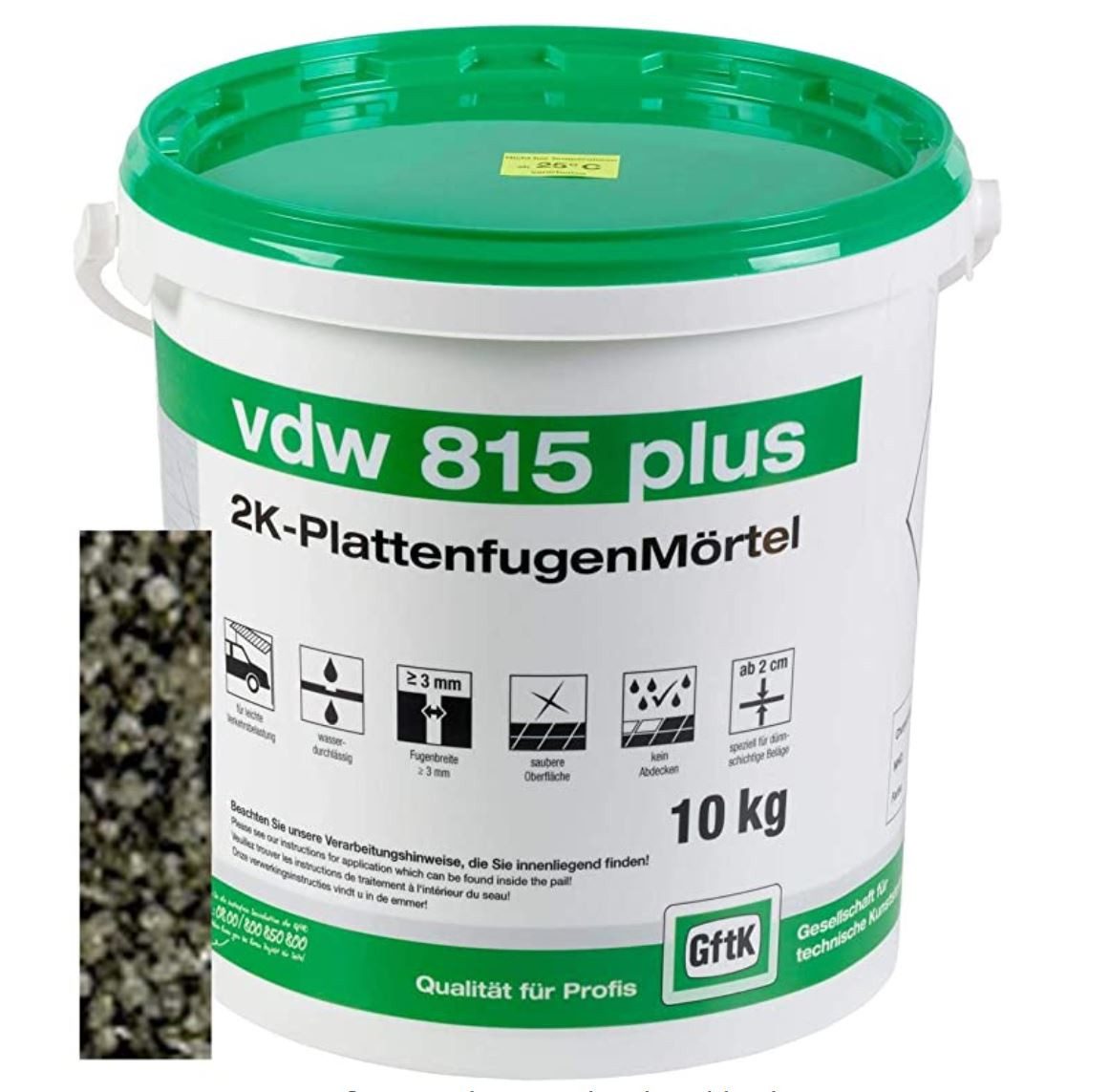 GftK Fugenmörtel VDW 815 plus 2K-Fugenmörtel Steingrau, 10 kg
