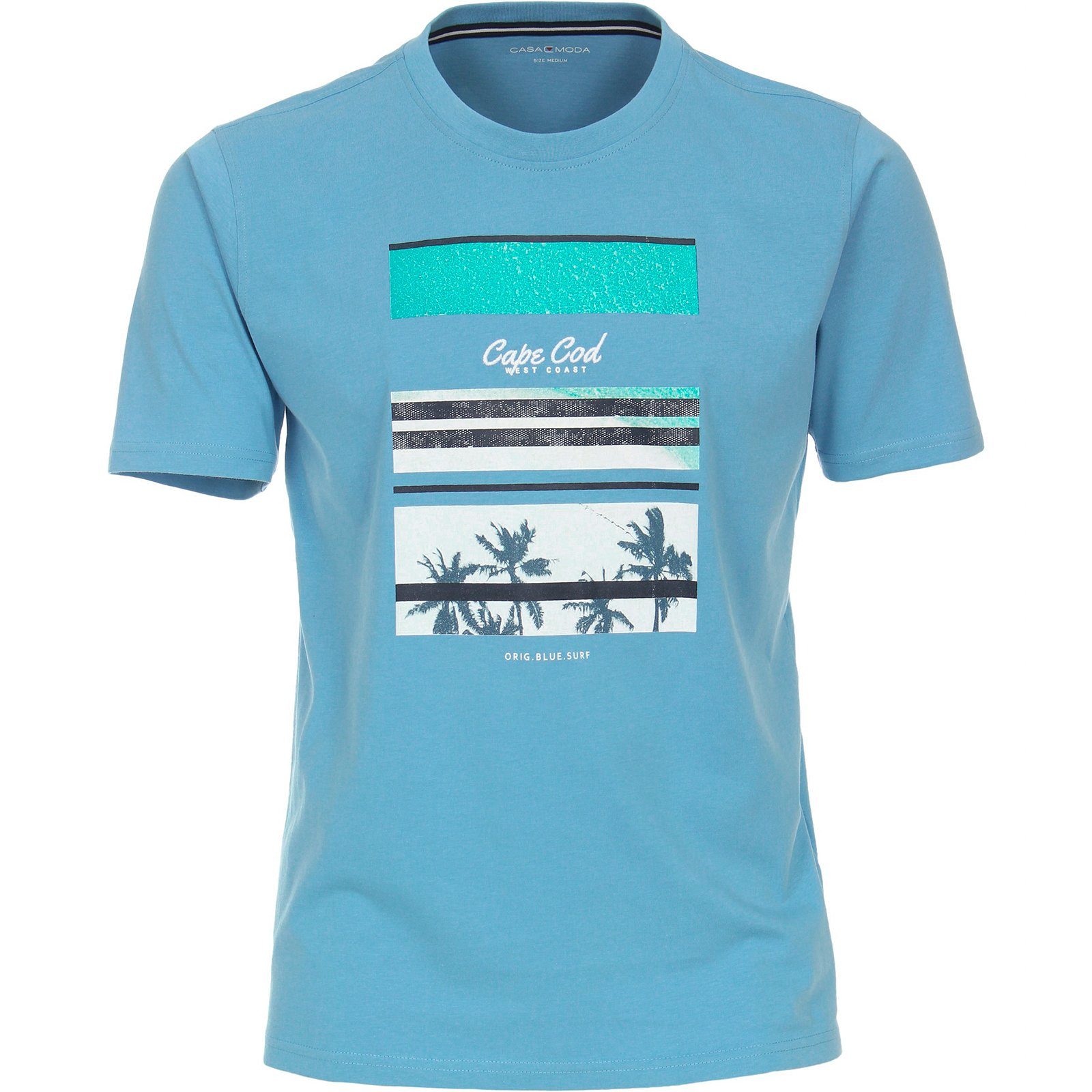CASAMODA Rundhalsshirt Große Größen Herren T-Shirt modisch blau Cape Cod CasaModa