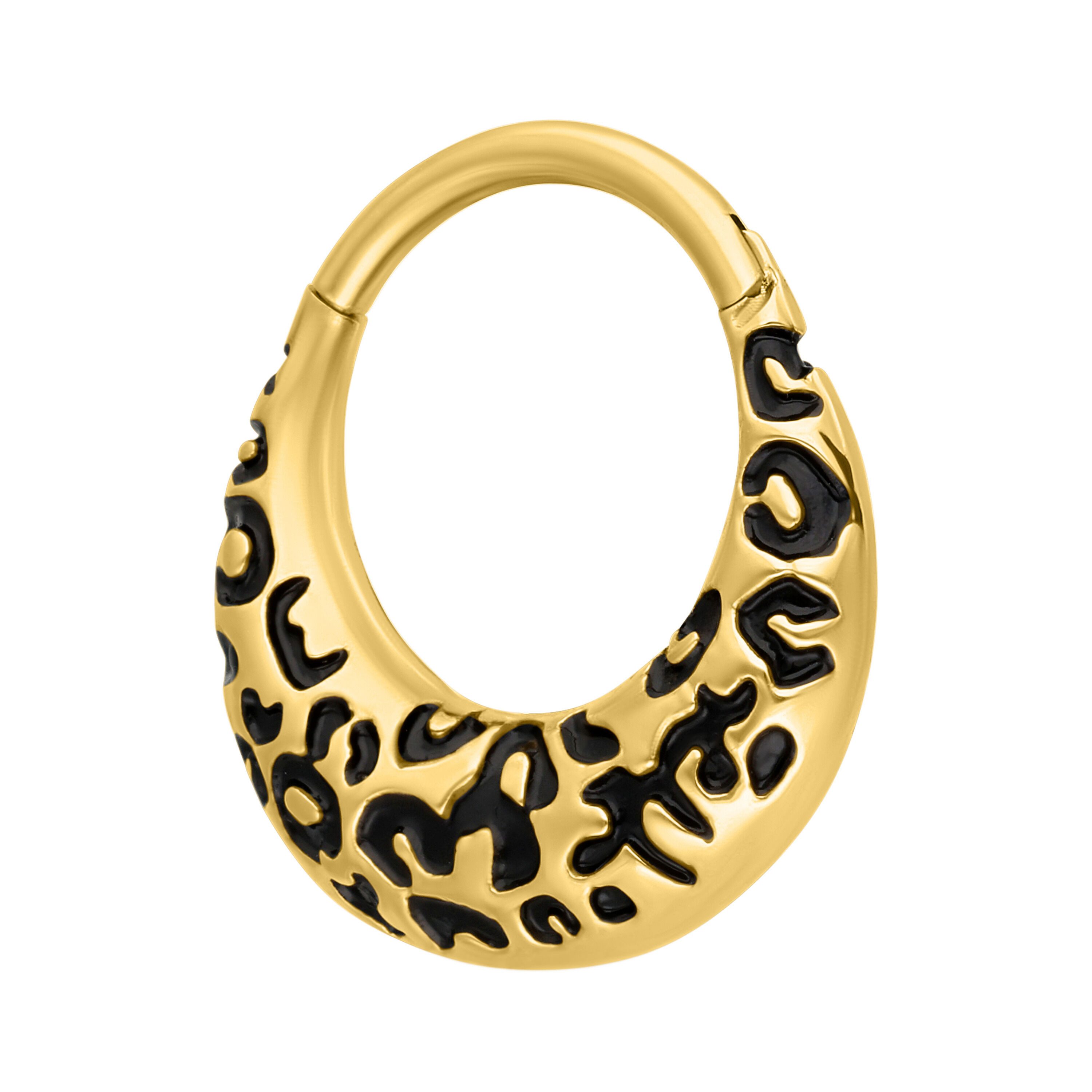 Wildcat Nasenpiercing Leopard Septum Clicker für Ohr, Nase, Durchmesser: 8,0mm, 1 Stück, Titan Grad 23 - wasserfest, hautverträglich, Gold – Bild 4 von 5