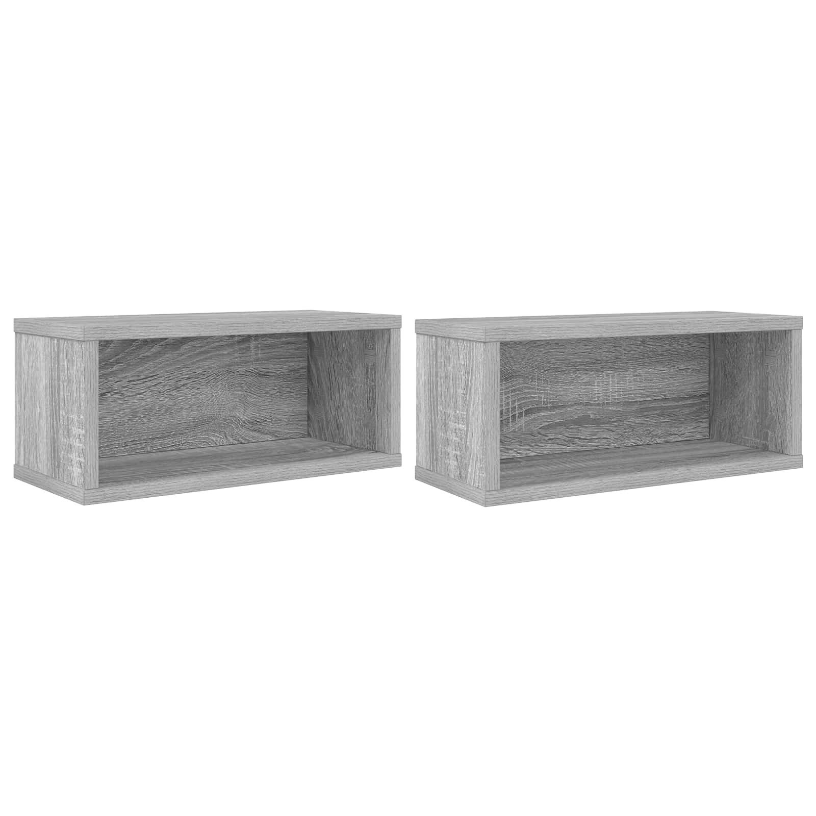 vidaXL Aufbewahrungsbox CD Aufbewahrungsregal 2 Stk. Sonoma-Grau 40 x 17 x 17 cm (2 St)