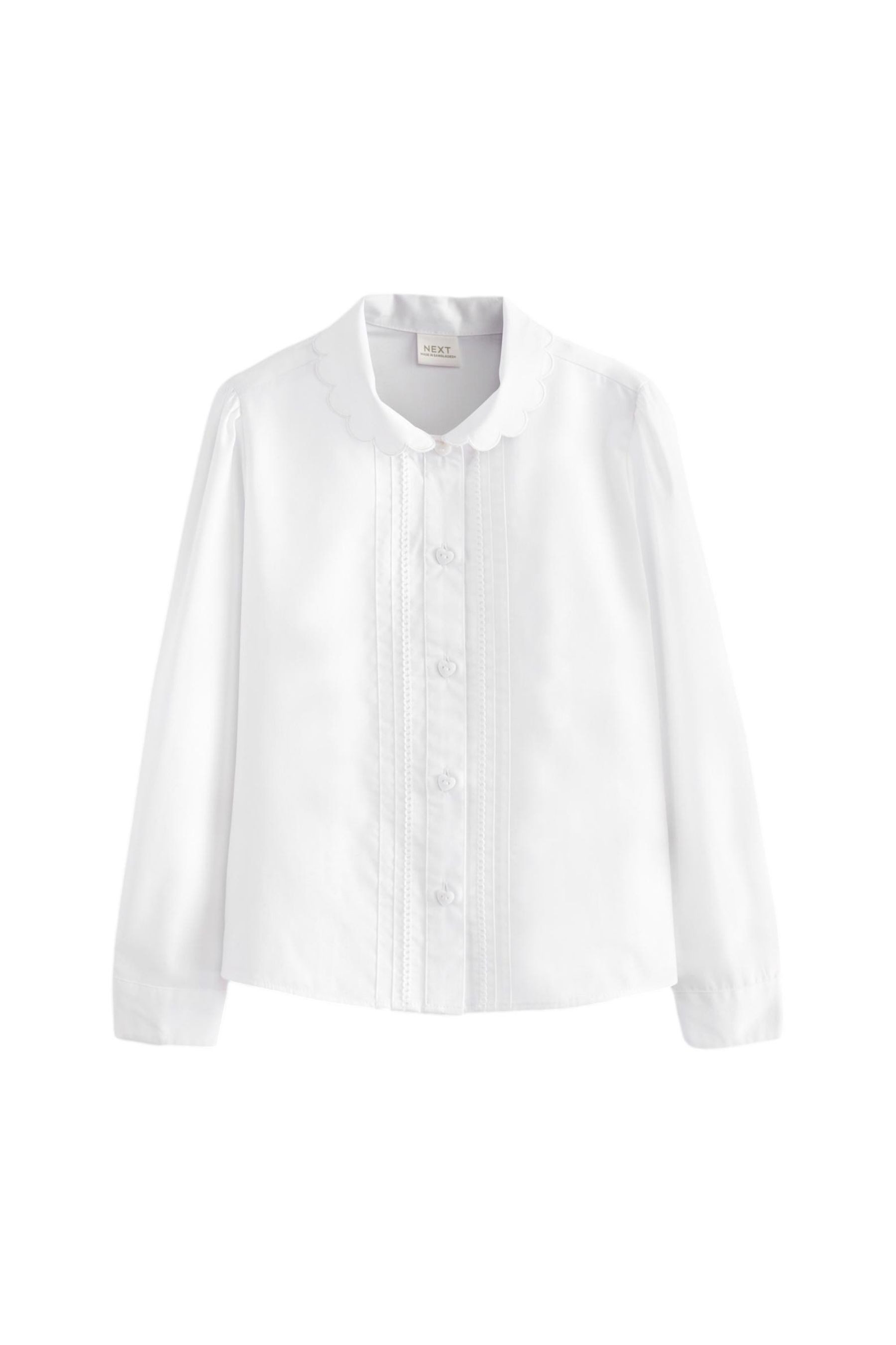 Next Langarmbluse Langärmelige Schulbluse mit Spitzenbesatz (1-tlg)