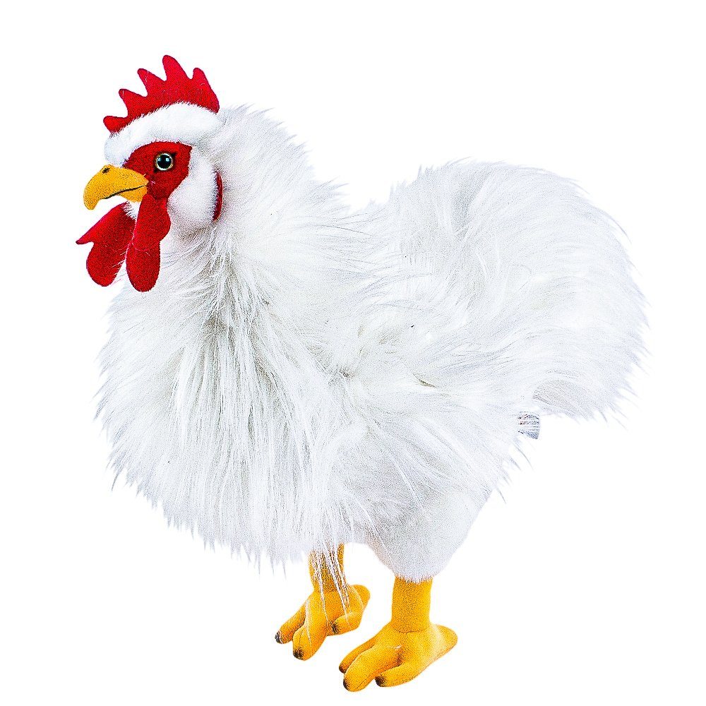 Teddys Rothenburg Kuscheltier Hahn weiß stehend 35 cm Hühner Hennen (Plüschhahn Stoffhahn, Plüschtiere Hähne Stofftiere)