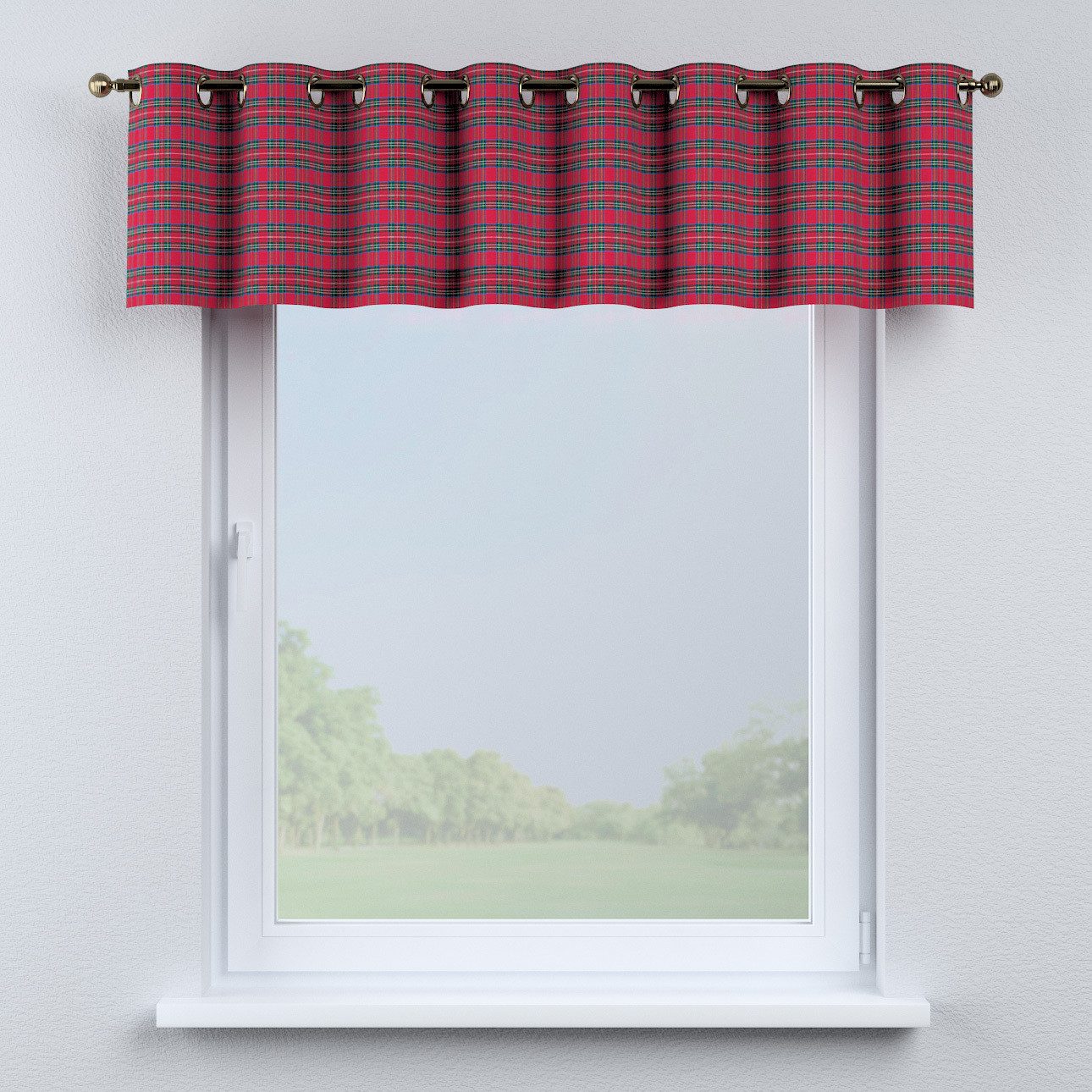Kurzgardine mit Ösen, rot-grün, 130 x 40 cm, Quadro (126-29) günstig online kaufen