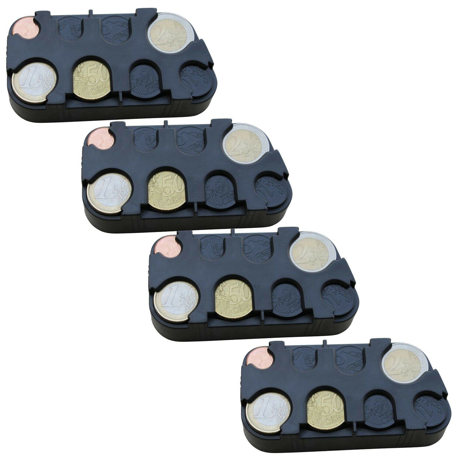 BENSON Geldkassette Münzsammler Münzhalter Münzsortierer Münzspender (4 St), Münzbox, Kleingeldsammler