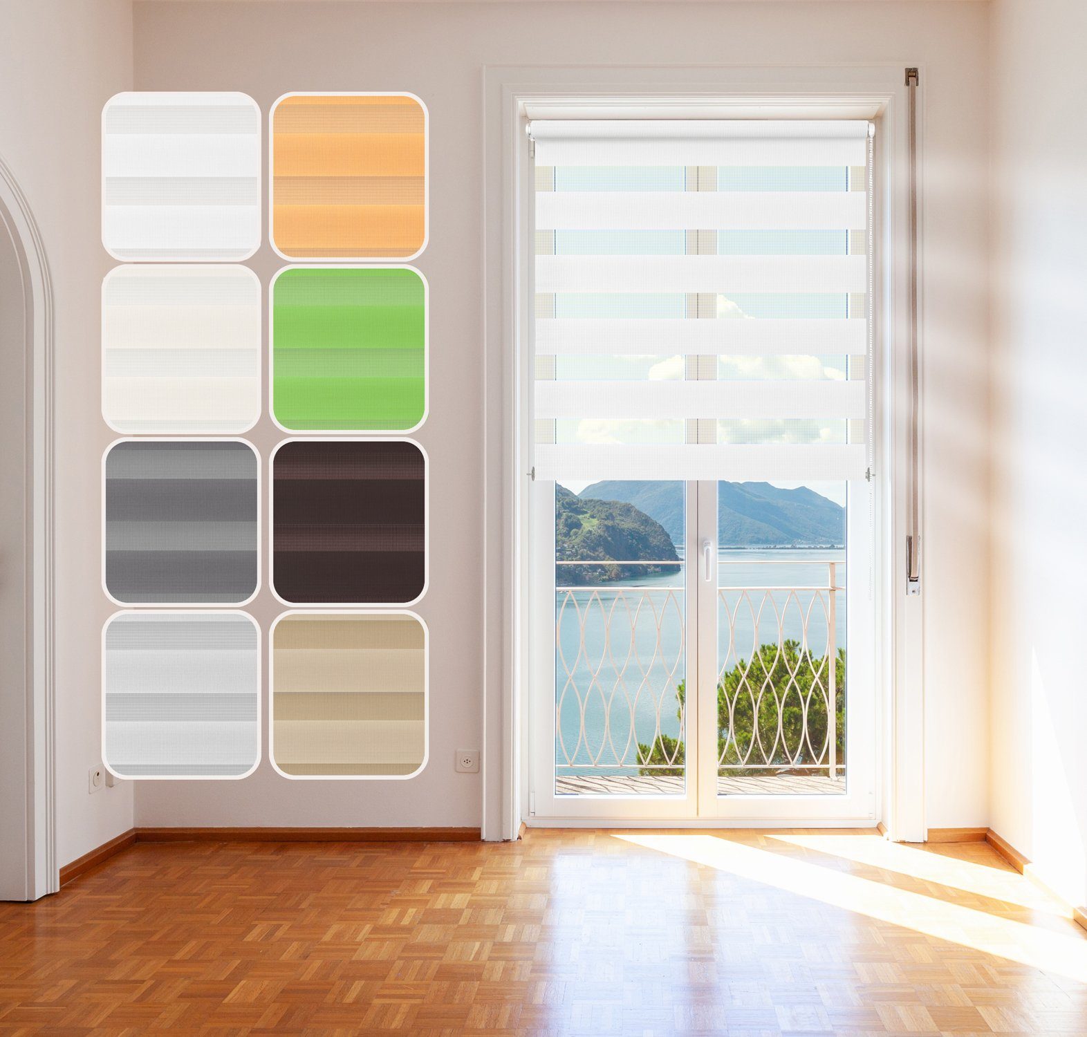 Doppelrollo "NOA", Duo-Rollo, DomDeco, Klemm- oder Schraubmontage, Klemmbar, Kettenzug, ohne Bohren, Sicht- und Blendschutz