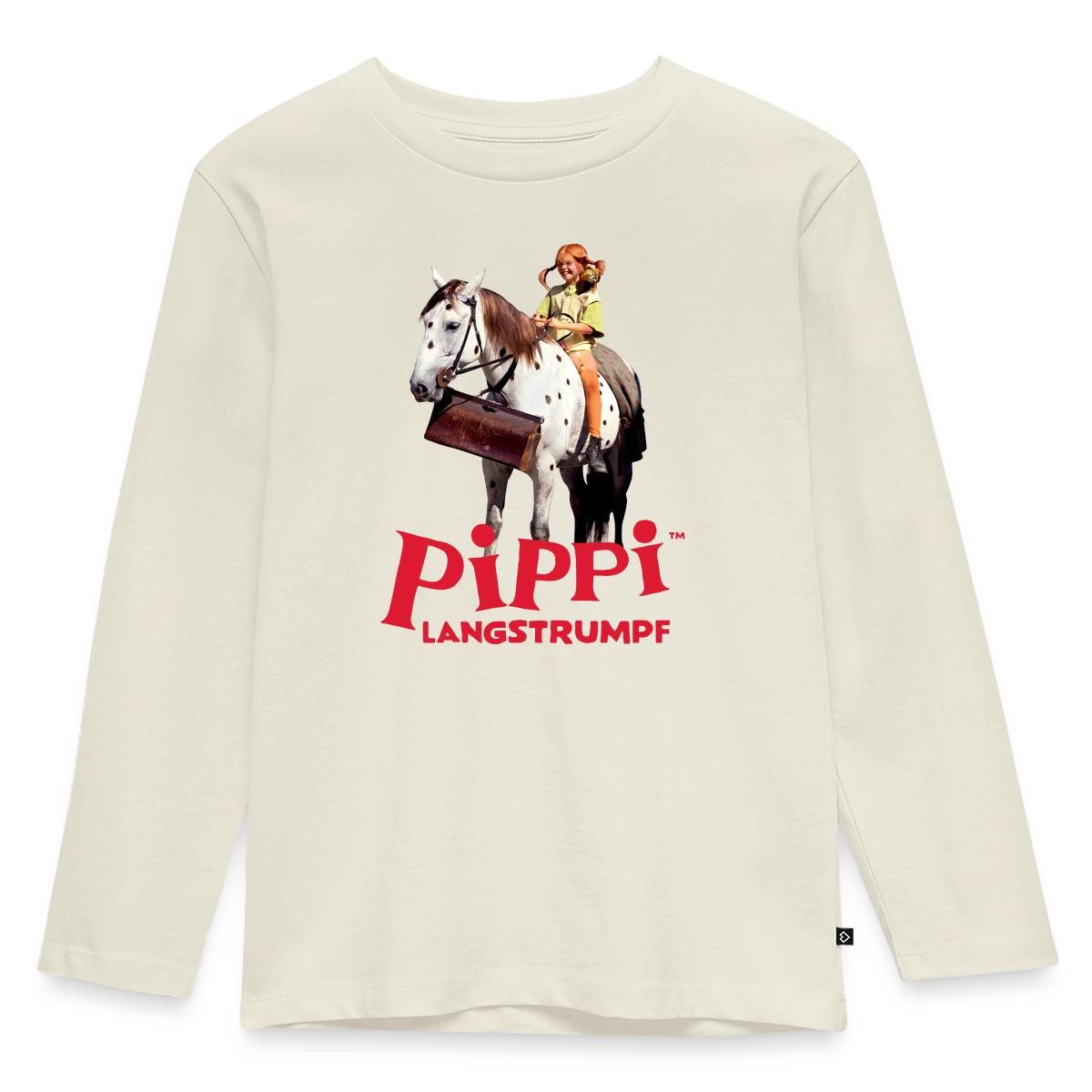 Spreadshirt T-Shirt Pippi Langstrumpf Reitet Auf Kleiner Onkel Kinder Premium Langarmshirt (1-tlg)