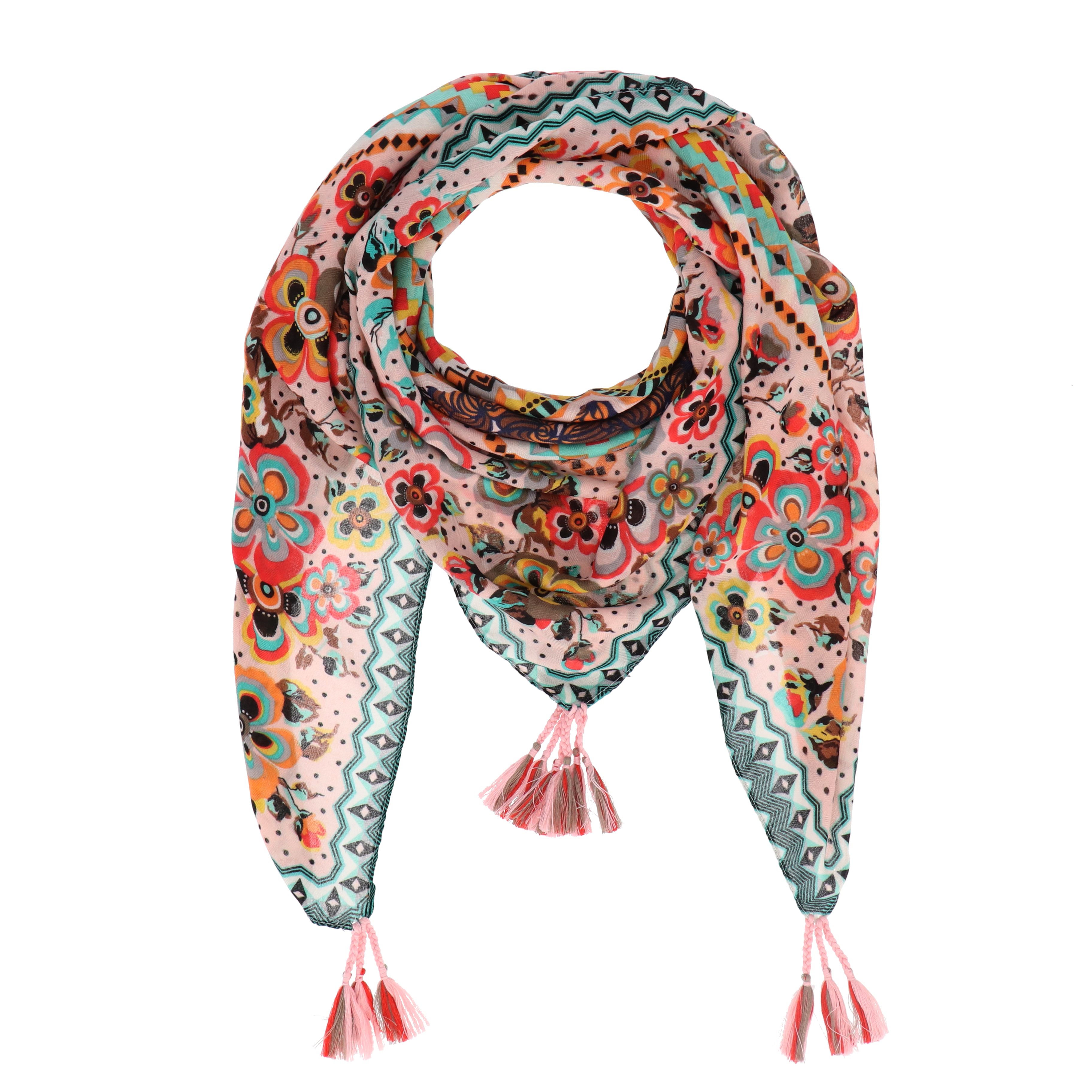 halsüberkopf Accessoires Modetuch Tuch Flower Patch, mit Tasseln günstig online kaufen