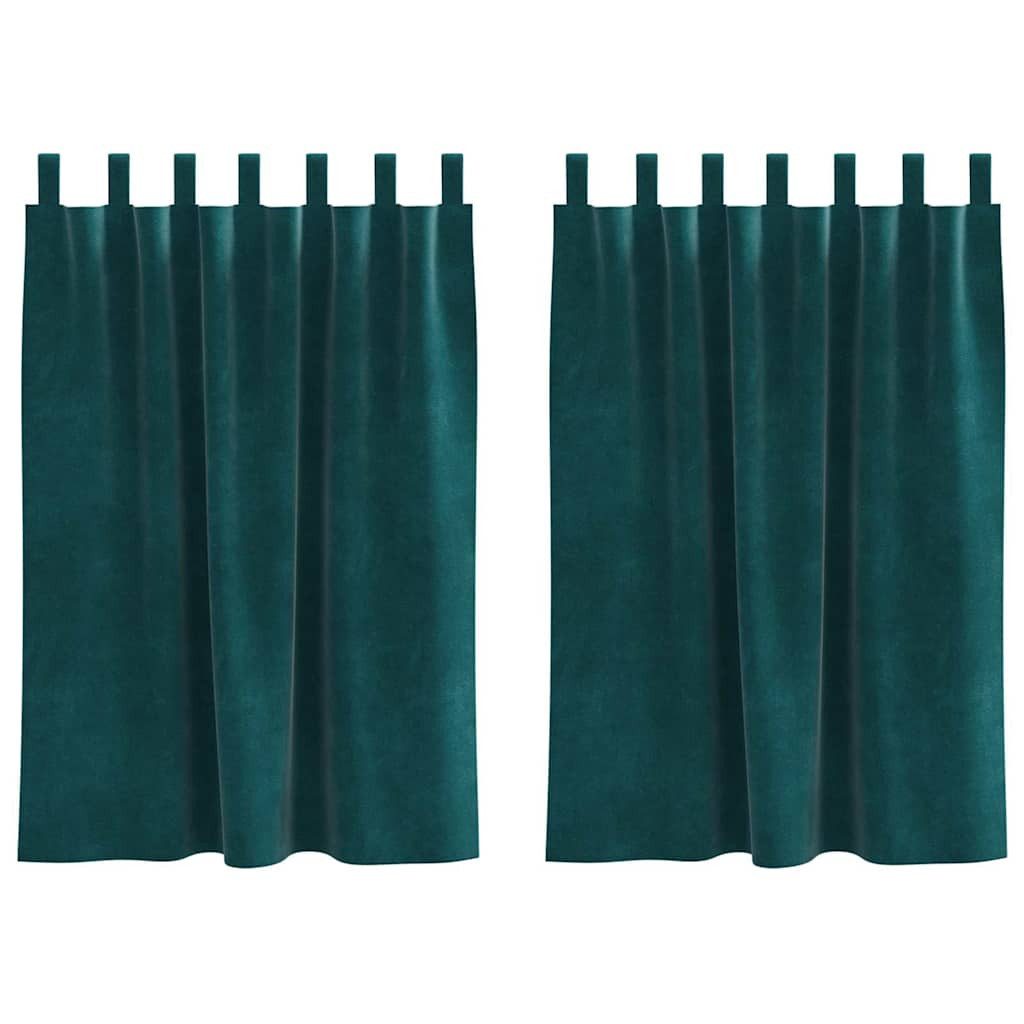 vidaXL Vorhang Verdunkelungsvorhänge 2 pcs Dunkelgrün 140 x 140 cm Samt (2 St), Samt