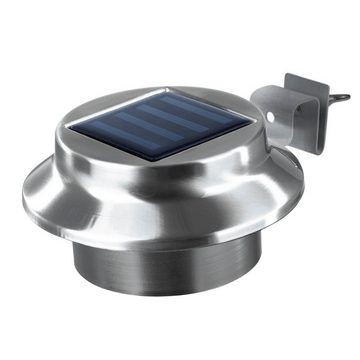 EASYmaxx Dachrinnenleuchten 3er Set Solar, Edelstahl Lampen Rund Solarpanel