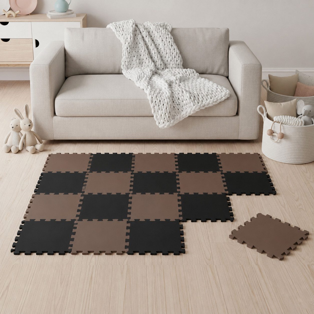 LittleTom Puzzlematte ab dem 1. Tag - 18 Teile Baby Spielmatte - 30 x 30 Kinder Krabbelmatte, (18-tlg), Spielunterlage für Babys und Kleinkinder - Kinderzimmer Puzzleteppich